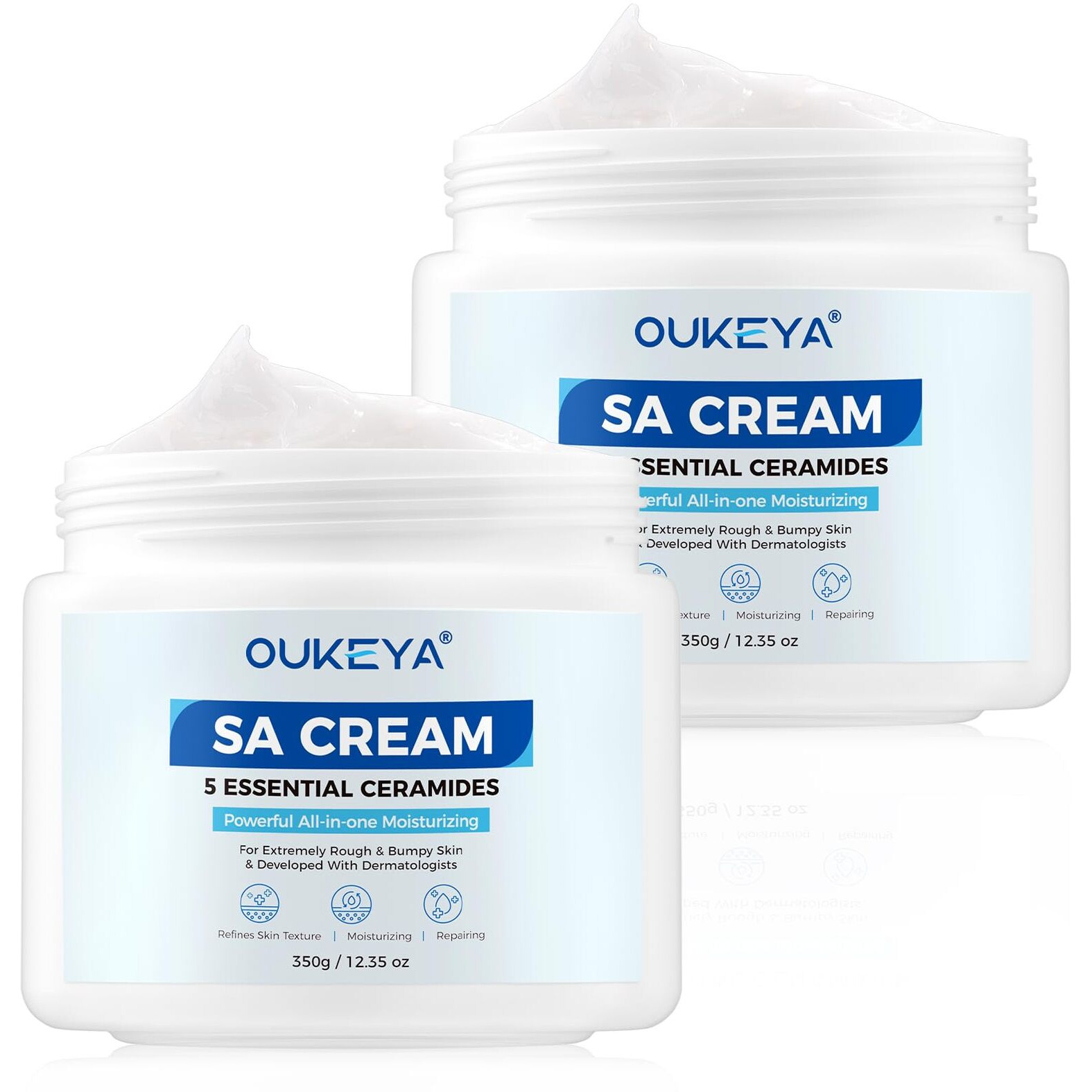 Oukeya Sa Cream For Rough & Bumpy Extremely Dry Skin With 5 Kinds Of Ceramides & Salicylic Acid,Exfoliating Moisturizing Body Lotion With Long-Lasting Moisture,Dermatologist Recommended,2 Pack