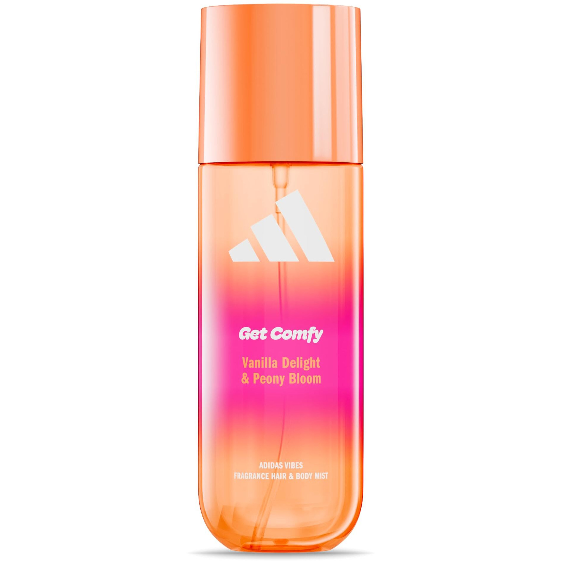 Adidas Vibes Get Comfy Fragrance Hair & Body Mist For Women, Mood-Boosting, Notes Of Vanilla Delight & Peony Bloom, For Any Occasion, 7.9Oz