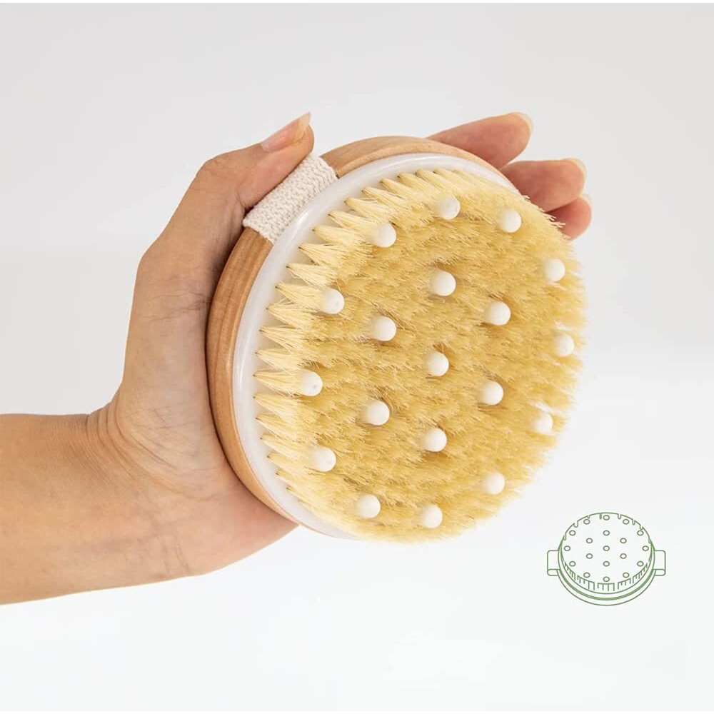 Boan 2 Piece Shower Brush Set - Natural Wooden Massage Brush For Dry Skin, Lymphatic Drainage And Cellulite Care Body Brush For Exfoliating Body Scrubber And Cellulite Treatment