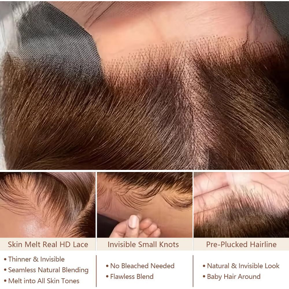 Aolvoblees 22 Inch Chocolate Brown Body Wave 250% Density 13X4 Hd Pre Plucked Lace Front Wigs Human Hair Frontal Glueless Colored Brown Wig For Black Women