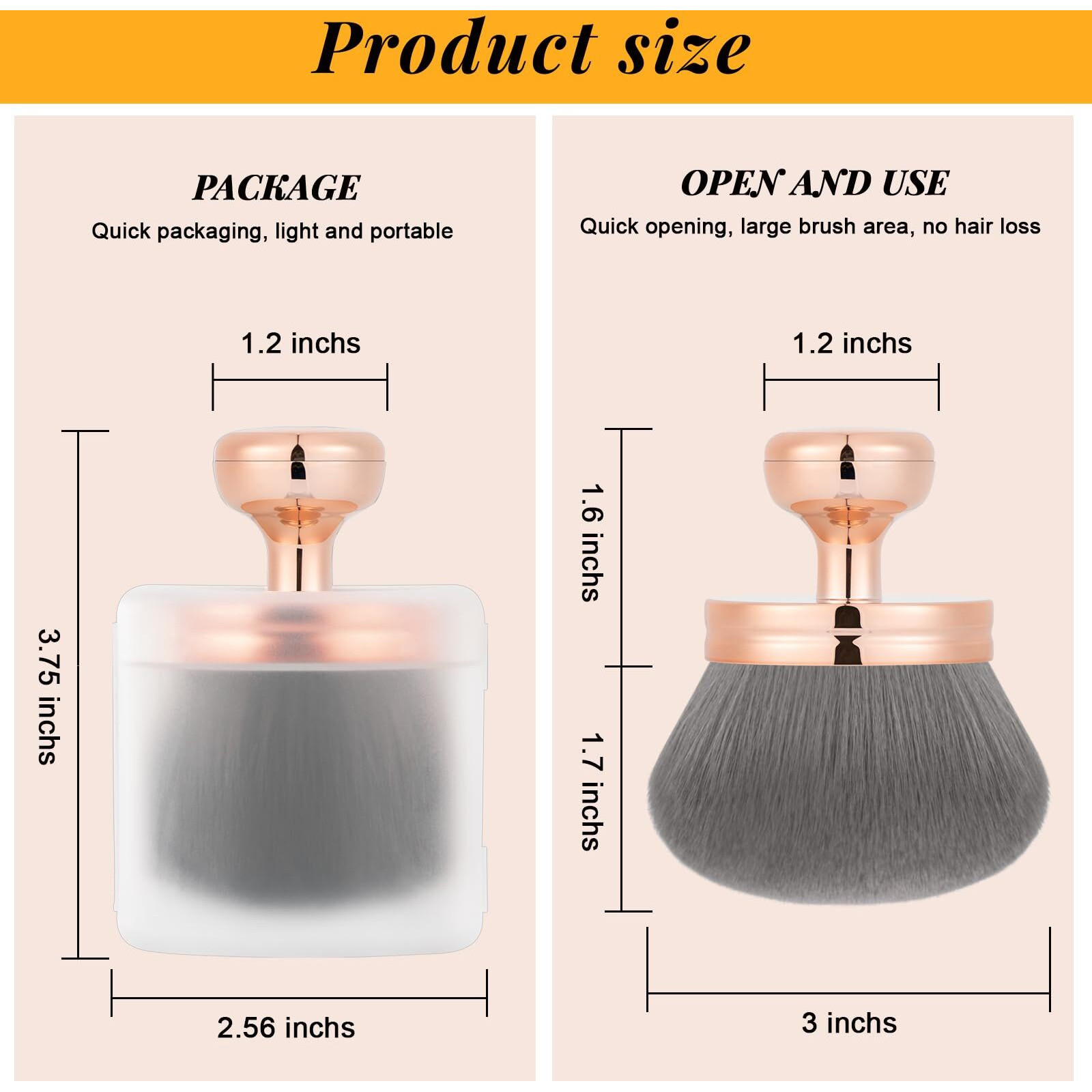 Yoseng Extra Large Body Makeup Brush For Self Tanner - 74Mm Wide-Headed Vegan Kabuki Brush For Body Makeup, Tanning & Shimmer | Big Fluffy Bronzer Brush With Protective Travel Cover