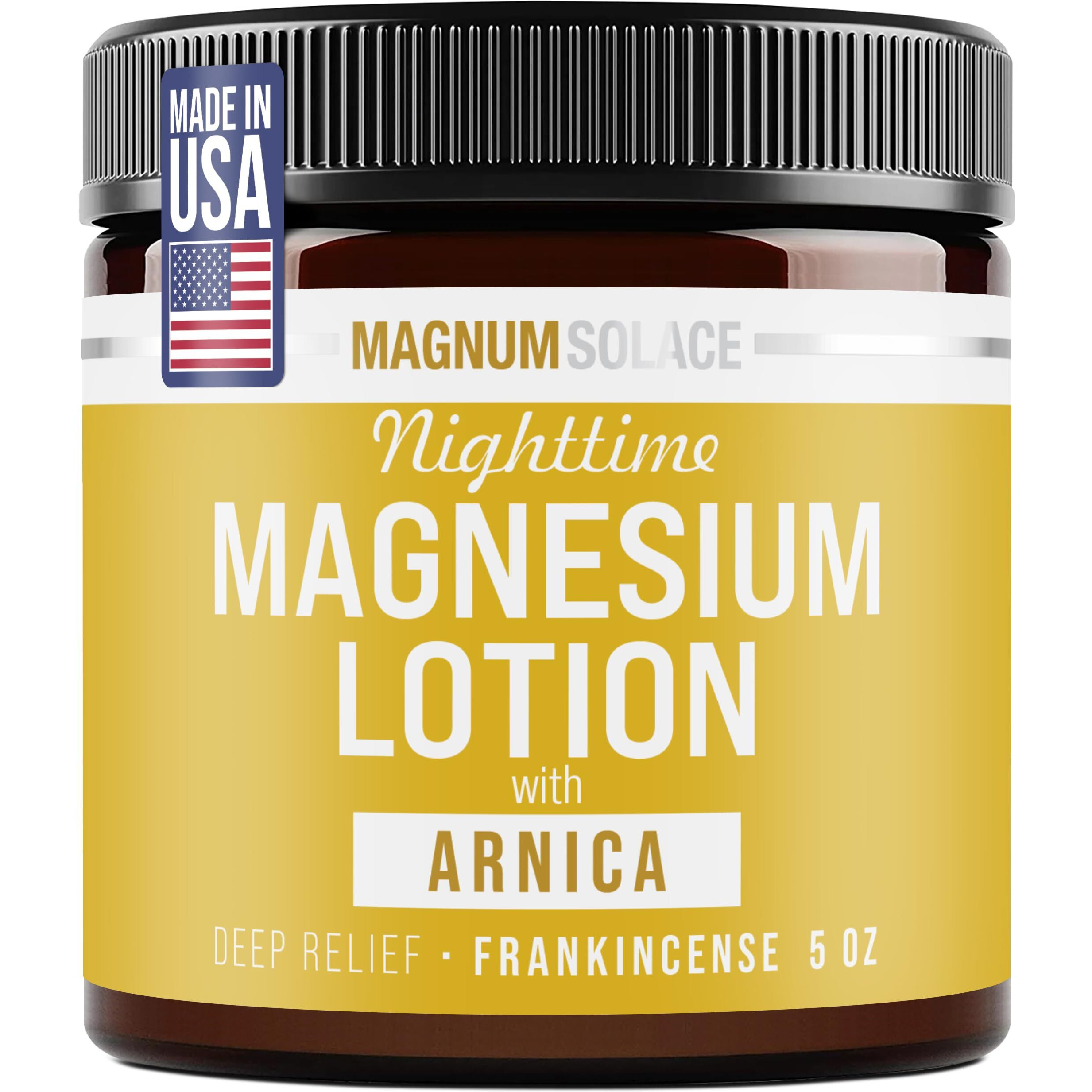 Nighttime Magnesium Lotion With Arnica - Soothing Relief & Relaxation, Highly Concentrated Magnesium For Muscles & Joints - Apply To Legs Or Feet Before Bed - Skin-Friendly