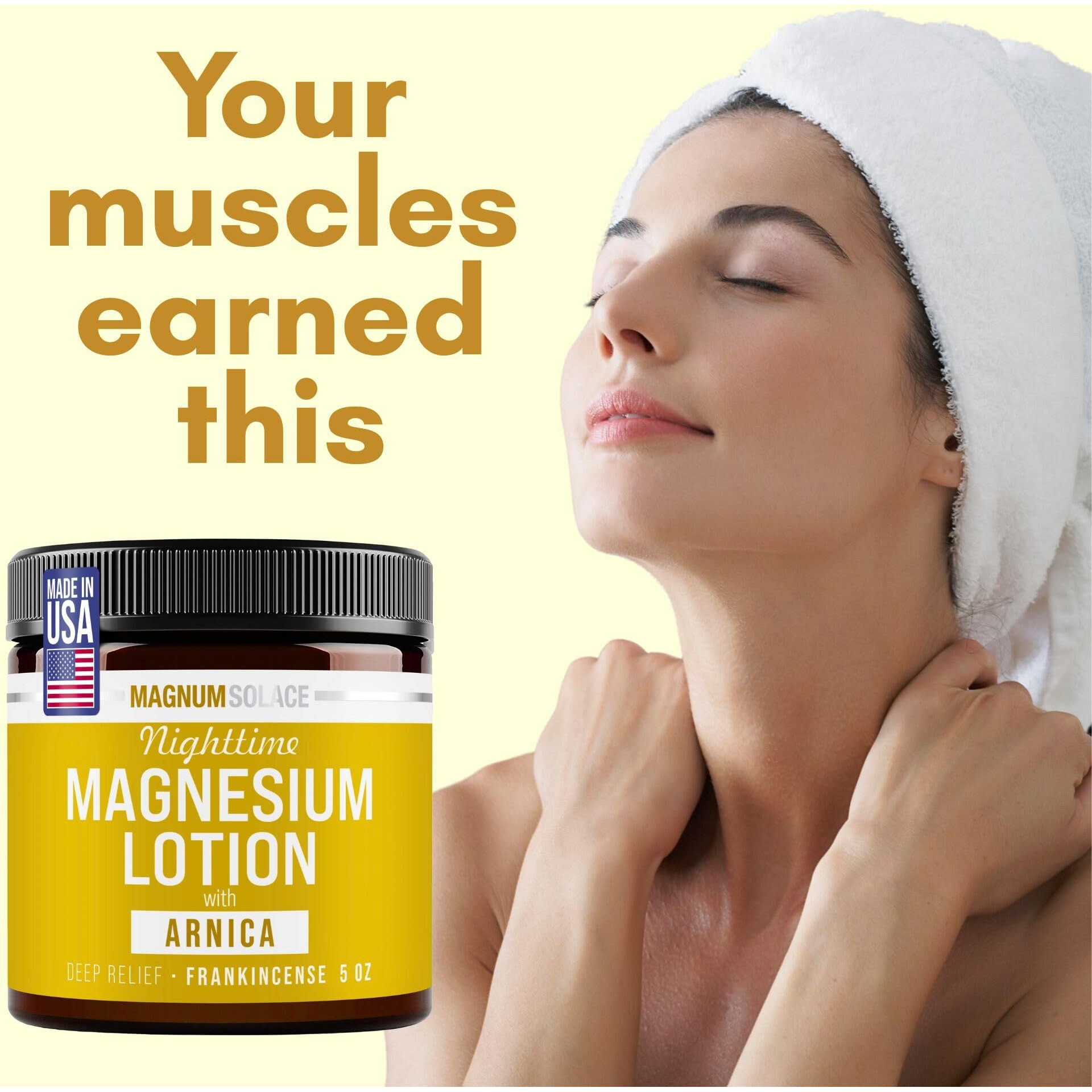 Nighttime Magnesium Lotion With Arnica - Soothing Relief & Relaxation, Highly Concentrated Magnesium For Muscles & Joints - Apply To Legs Or Feet Before Bed - Skin-Friendly