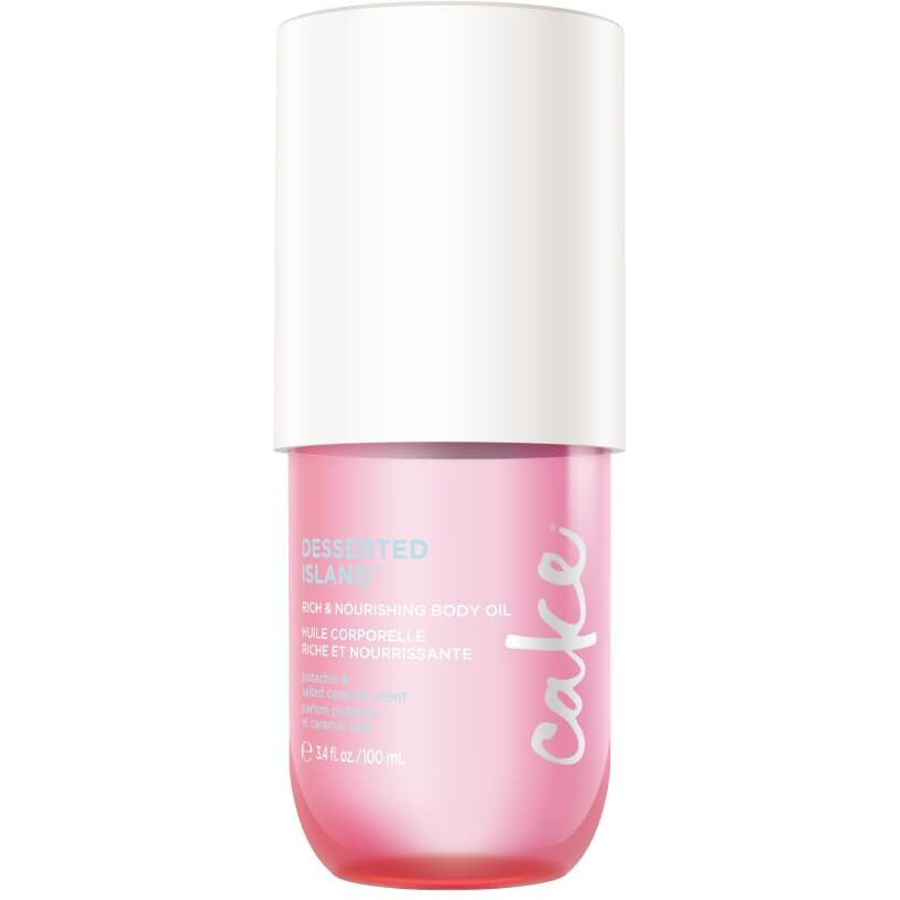 Cake Beauty Body Oil, Desserted Island - Rich & Nourishing Body Oil, Radiance Enhancing - Argan Oil, Aloe, Camelia Leaf Extract - For Dry Skin - 100 Ml / 3.4 Fl Oz