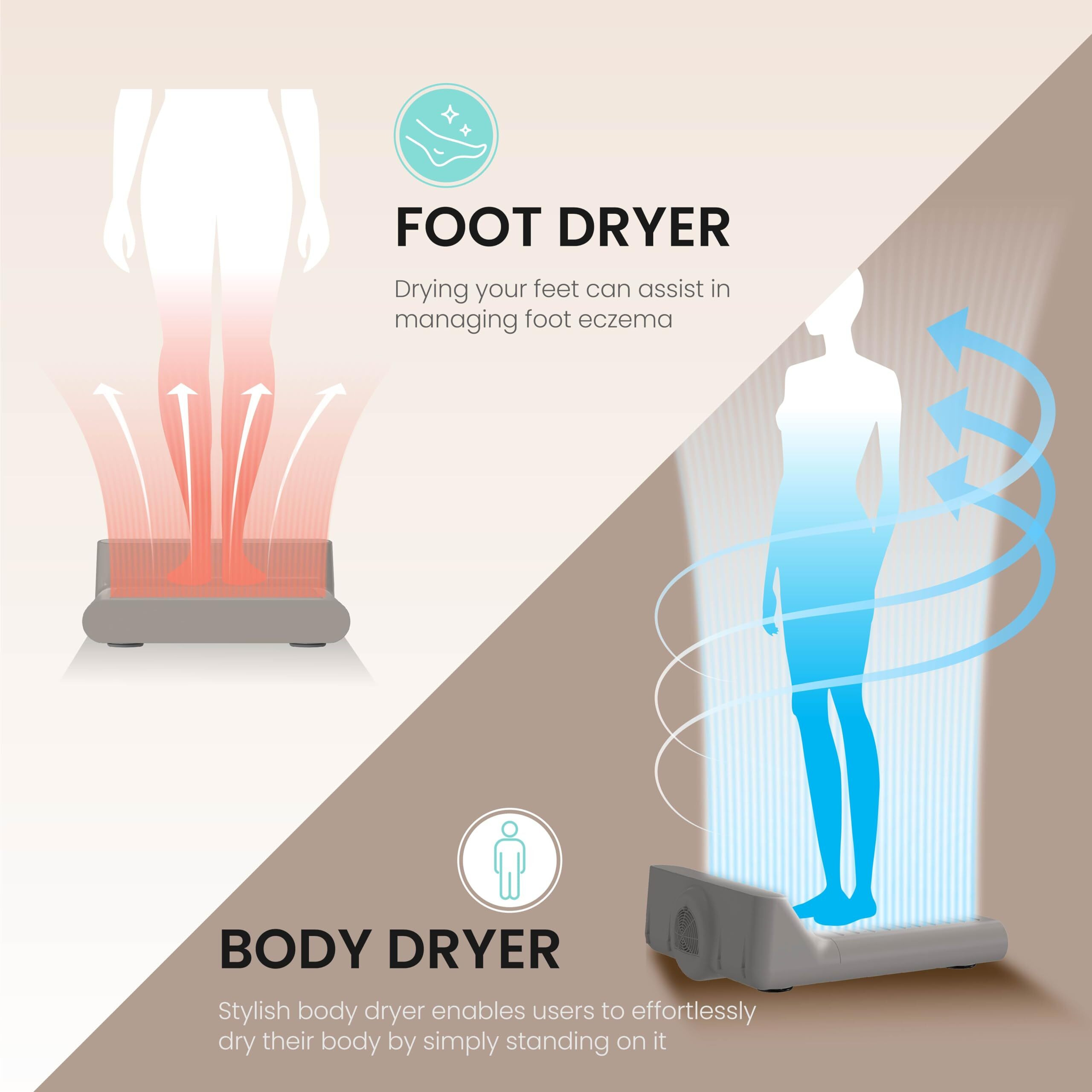 Vovo Stylement Bd-7700G Body & Foot Dryer For Bathroom, Temperature & Wind Volume Controlled Dryer With Intuitive Display, Waterproof Hygienic Scaffolding, Made In Korea