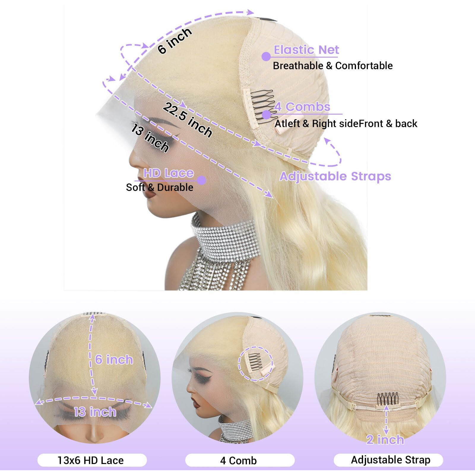 Vvppil 613 Lace Front Wig Human Hair 200 Density 22 Inch Blonde Wig Human Hair 613 Hd Lace Frontal Wigs 13X6 Blonde Lace Front Wigs Human Hair Pre Plucked Body Wave Lace Front Wigs For Women