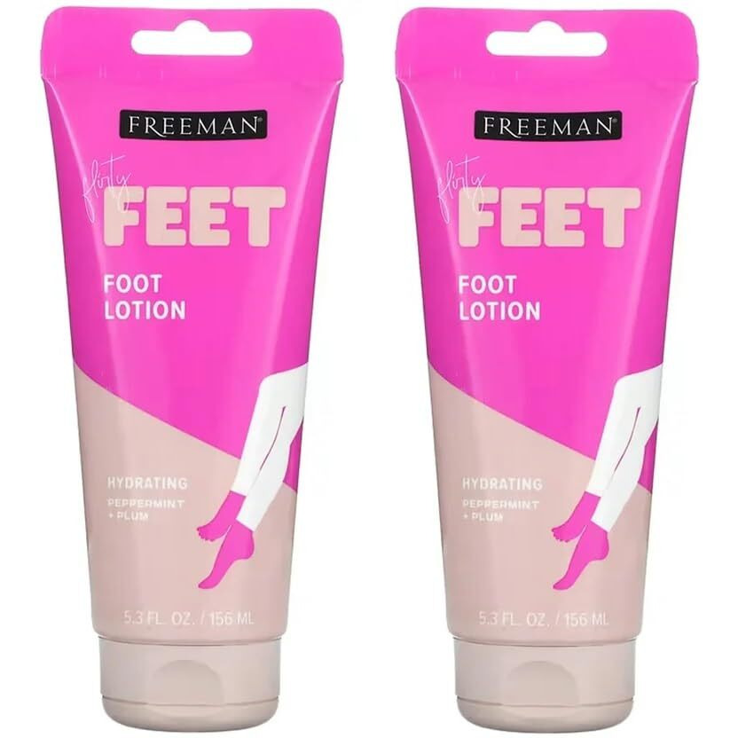 Freeman Flirty Feet Hydrating Foot Lotion, Peppermint And Plum, 5.3 Fl Oz, Pack Of 2