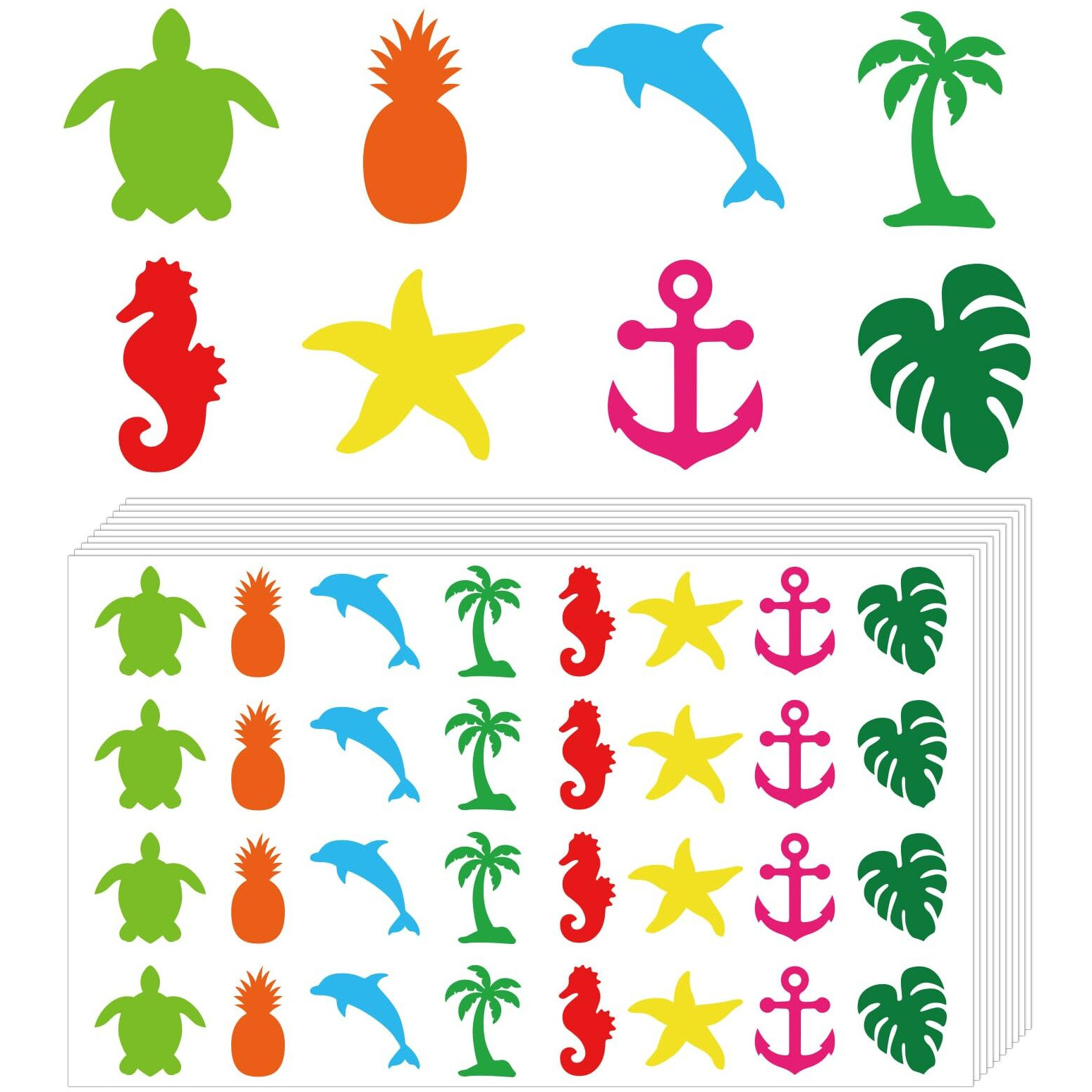 Jarthenaamcs 320Pcs Island Beach Tanning Sunbathing Stickers Colorful Self Adhesive Body Tanning Decals For Summer Beach Outdoor Indoor Salon Party Supplies