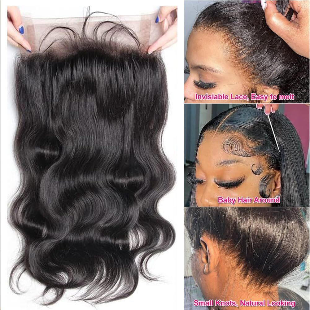 Umeiw 14 Inch 360 Body Wave Full Lace Front Wigs Human Hair Pre Plucked With Baby Hair 200 Density 360 Hd Transparent Lace Front Wigs For Black Women Natural Color