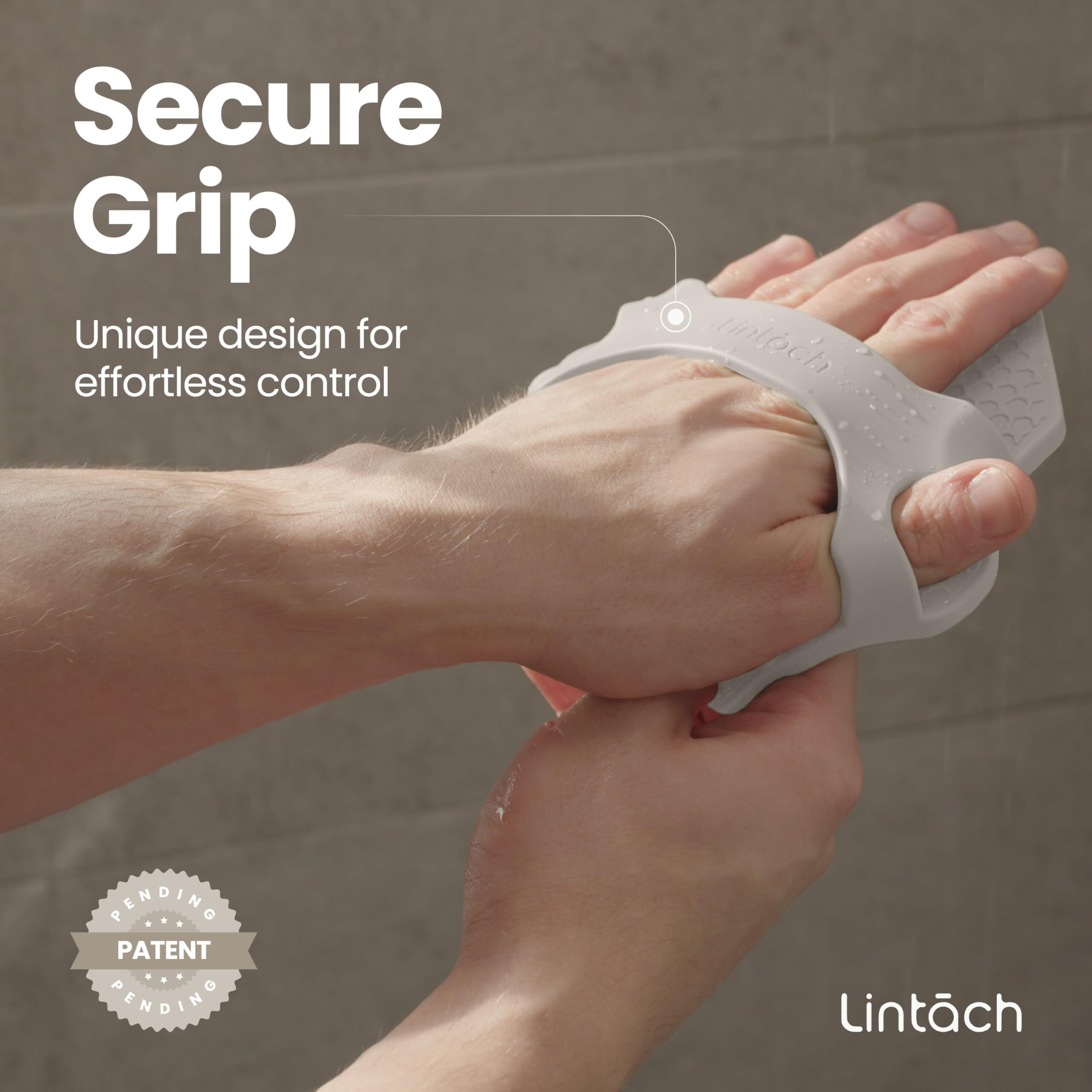 Lintach Shower Scrubbers For Men Shower Exfoliating Body Scrubber, Ergonomic Silicone Body Scrubber, Reusable, Hygienic Bath Loofah For A Smooth Skin, White Sand