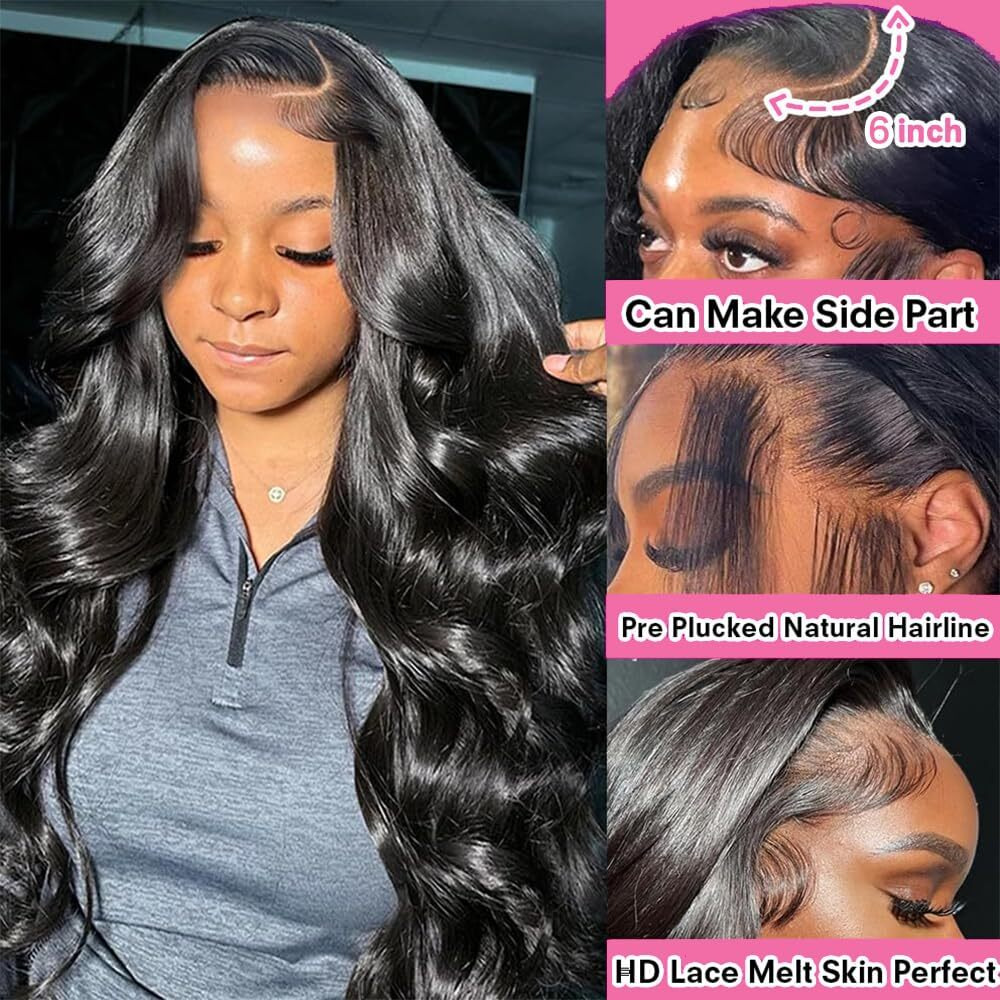 Eddfine 250% Density Glueless Wigs Human Hair Pre Plucked Pre Cut 7X6 Max Parting Hd Lace Closure Wigs With Drawstring Body Wave Human Hair Wigs For Beginners 34 Inch