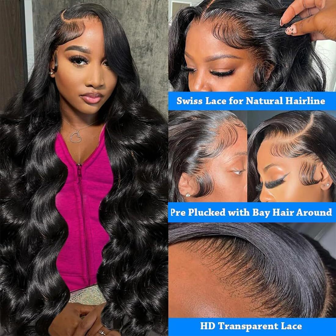Bimkos 30 Inch 13X4 Body Wave Lace Front Wigs Human Hair 180% Density 13X4 Hd Lace Front Wigs Human Hair Lace Frontal Wigs For Women Glueless Wig Human Hair Pre-Plucked Body Wave Wigs With Baby Hair