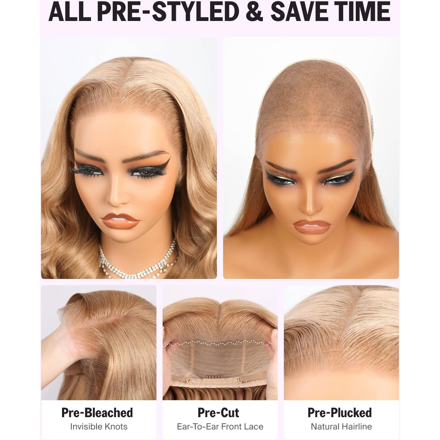 Megalook Hair 13X6 Body Wave Lace Front Wigs Human Hair Pre Plucked Milk Tea Ash Blonde Human Hair Wig 220% Density Upgrade Ear-To-Ear Hd Frontal Glueless Drawstring Wig 20 Inch