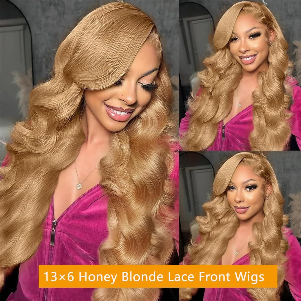 Jewhaut Honey Blonde Wig Human Hair 200% Density 13X6 Hd Lace Front Wig Human Hair Pre Plucked Body Wave Blonde Lace Frontal Wigs 27 Colored Wig 30 Inch