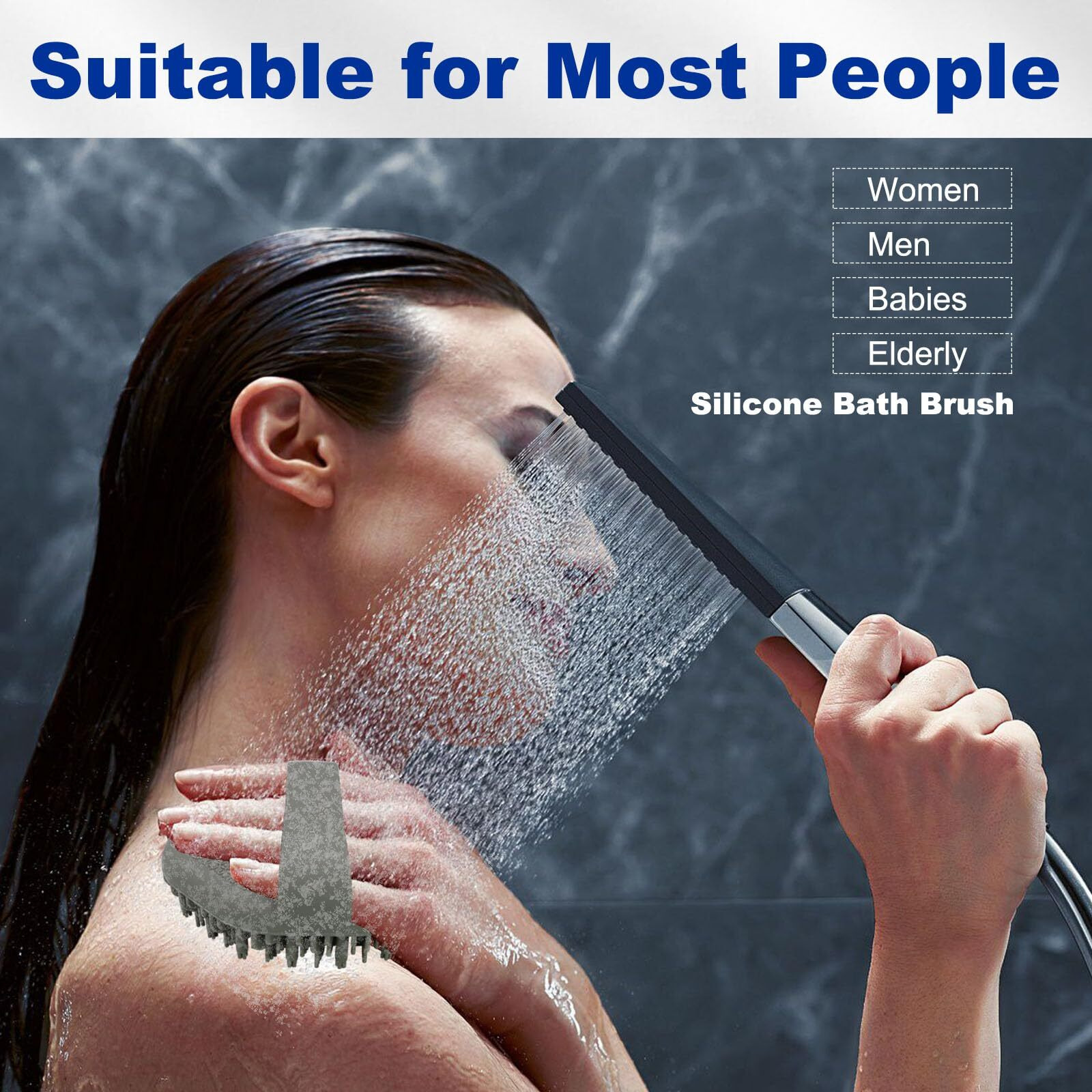 Haysna Silicone Body Scrubber, Men Body Scrubber, Gentle Exfoliating, Suitable For All Skin Types, Handheld Shower Brush, Rich Lathering, Easy To Clean (Gray)