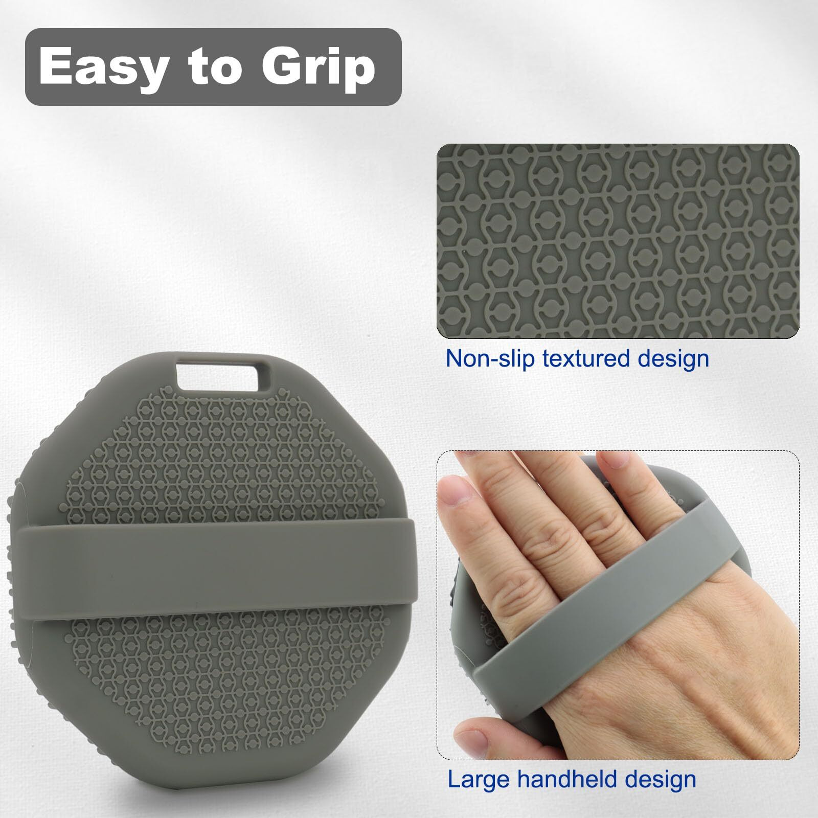 Haysna Silicone Body Scrubber, Men Body Scrubber, Gentle Exfoliating, Suitable For All Skin Types, Handheld Shower Brush, Rich Lathering, Easy To Clean (Gray)