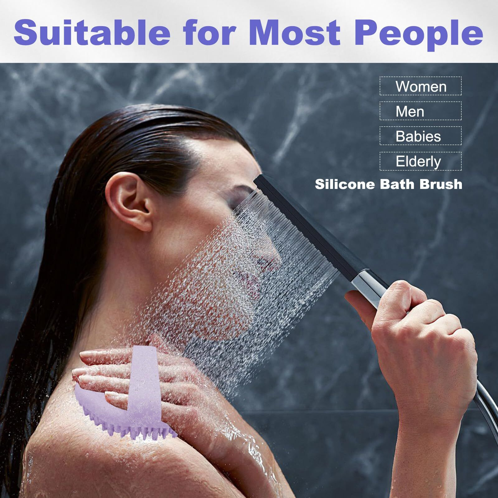 Haysna Silicone Body Scrubber, Women Body Scrubber, Gentle Exfoliating, Suitable For All Skin Types, Handheld Shower Brush, Rich Lathering, Easy To Clean (Purple)