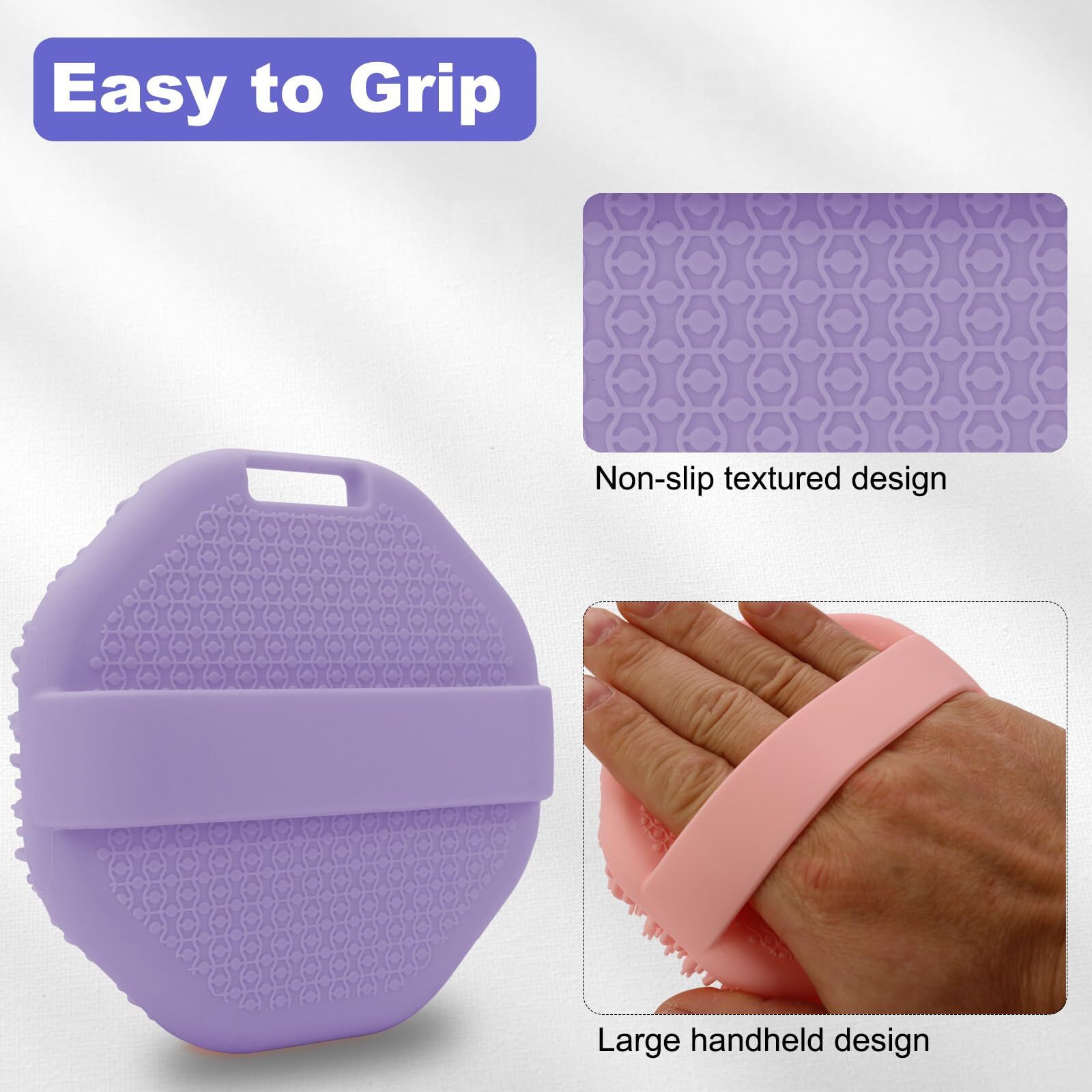 Haysna Silicone Body Scrubber, Women Body Scrubber, Gentle Exfoliating, Suitable For All Skin Types, Handheld Shower Brush, Rich Lathering, Easy To Clean (Purple)