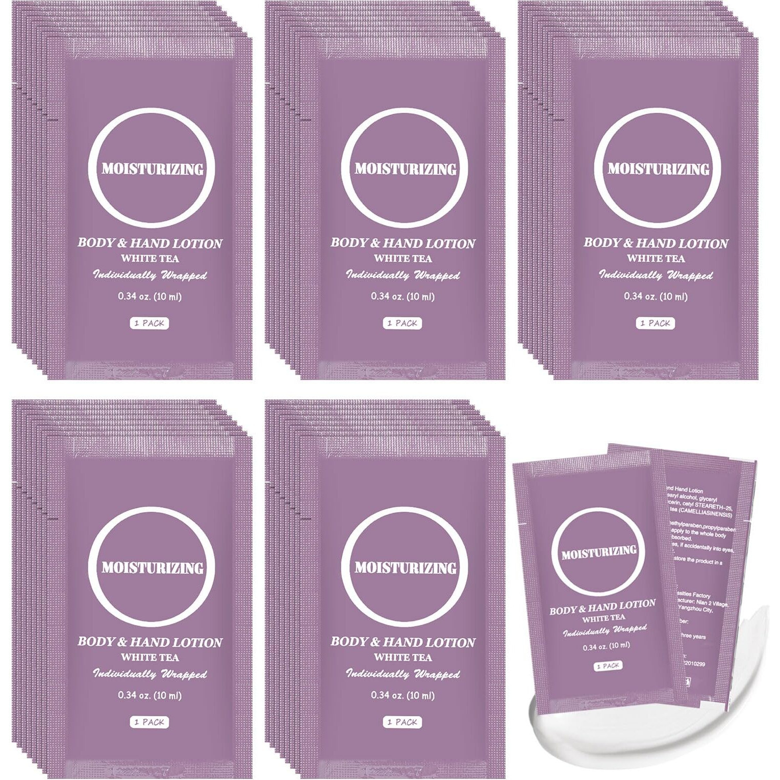 Travel Body Lotion, Individually Wrapped Hand Cream Lotion Bulk, Nourishing Extra Dry Skin Mini Small Packet Size Shower Moisturizer Lotion Toiletries For Travel, Hotel Homeless 0.34 Oz (Pack Of 60)