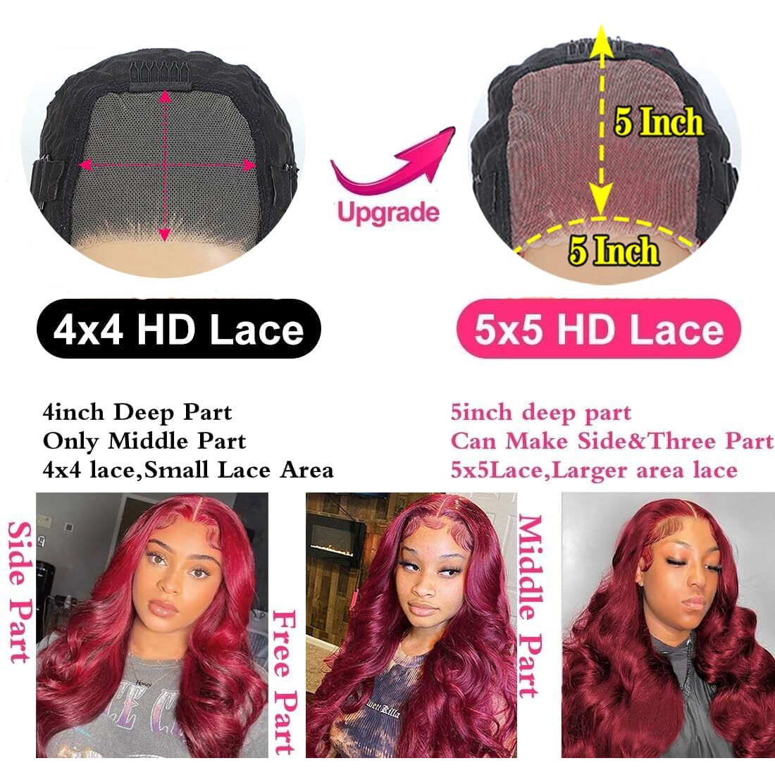 Jewhaut 99J Burgundy Lace Front Wigs Human Hair Glueless Wigs Human Hair Pre Plucked Pre Cut Body Wave Lace Front Wigs Human Hair 5  5 Closure Wigs Human Hair Wear And Go Glueless Wig 16 Inch