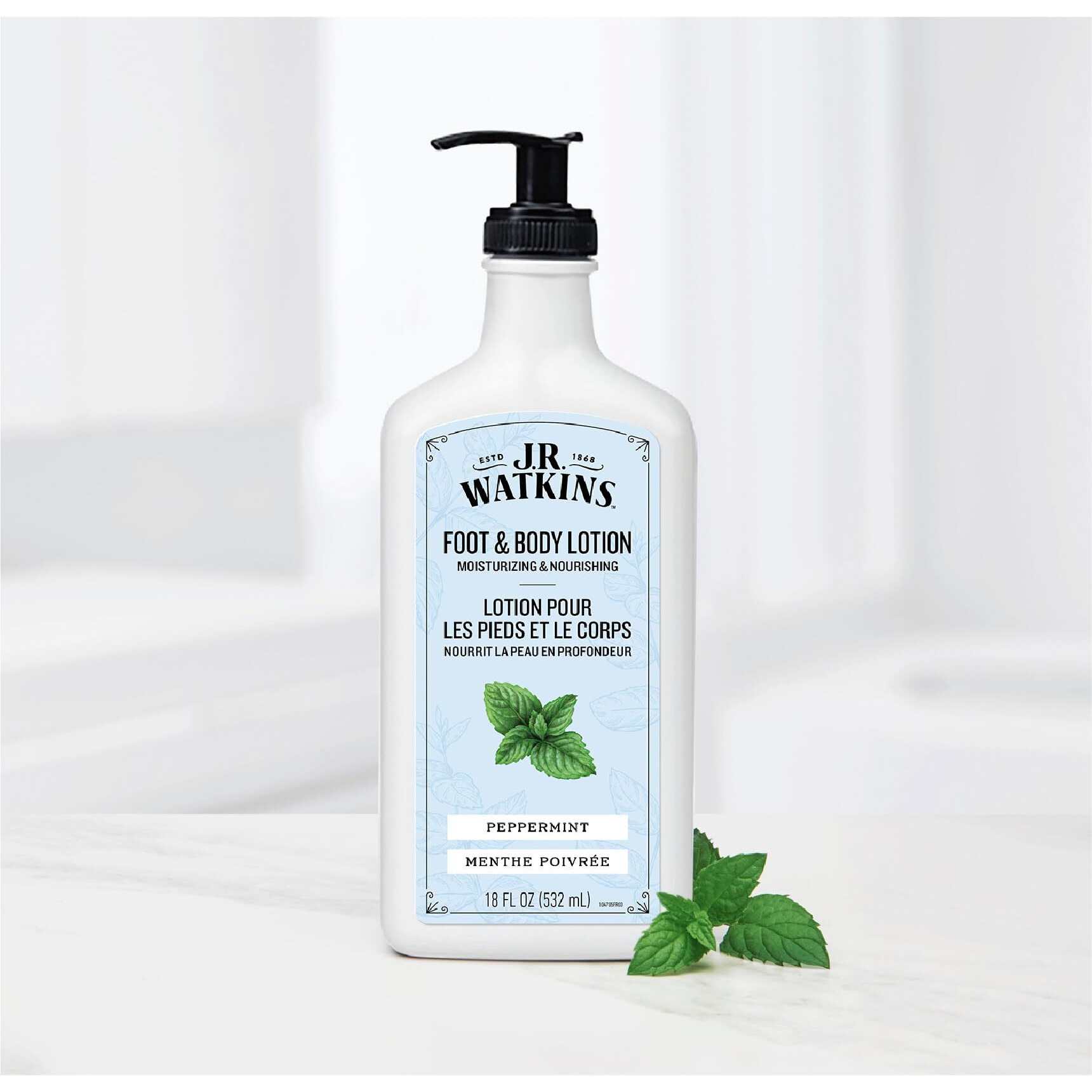 J.R. Watkins Daily Moisturizing Body Lotion, Peppermint, 18 Fl Oz, 2 Pack