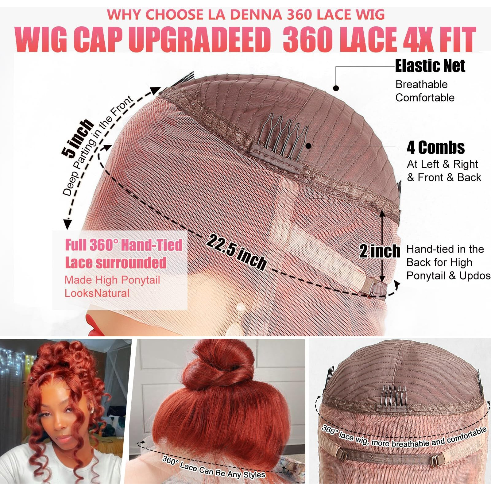 Auburn Reddish Brown 360 Lace Front Wigs Human Hair Pre Plucked 180% Density Red Brown 360 Hd Transparent Lace Frontal Wig 18 Inch Colored Glueless Body Wave Human Hair Wigs For Black Women