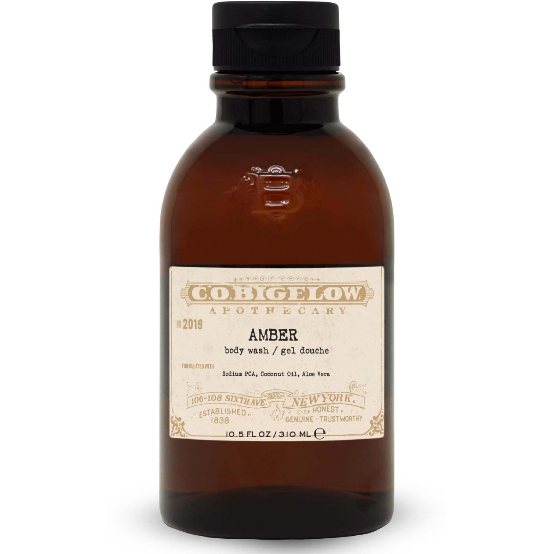 C.O. Bigelow Iconic Collection Amber Body Wash, Scented Shower Gel With Coconut Oil And Aloe Vera, 10.5 Fl Oz