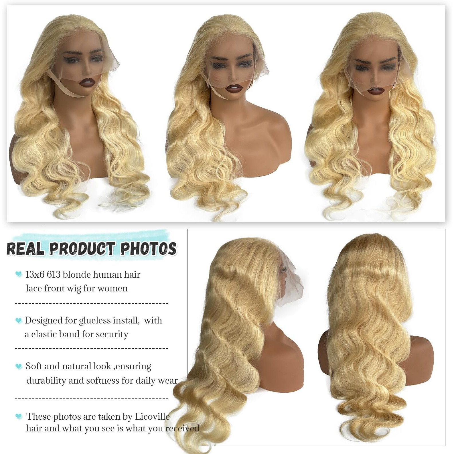613 Lace Front Wig Human Hair 13X6 Blonde Body Wave Wig Human Hair 180% Density 34 Inch 613 Hd Lace Frontal Wavy Glueless Wig For Women Pre Plucked Hairline