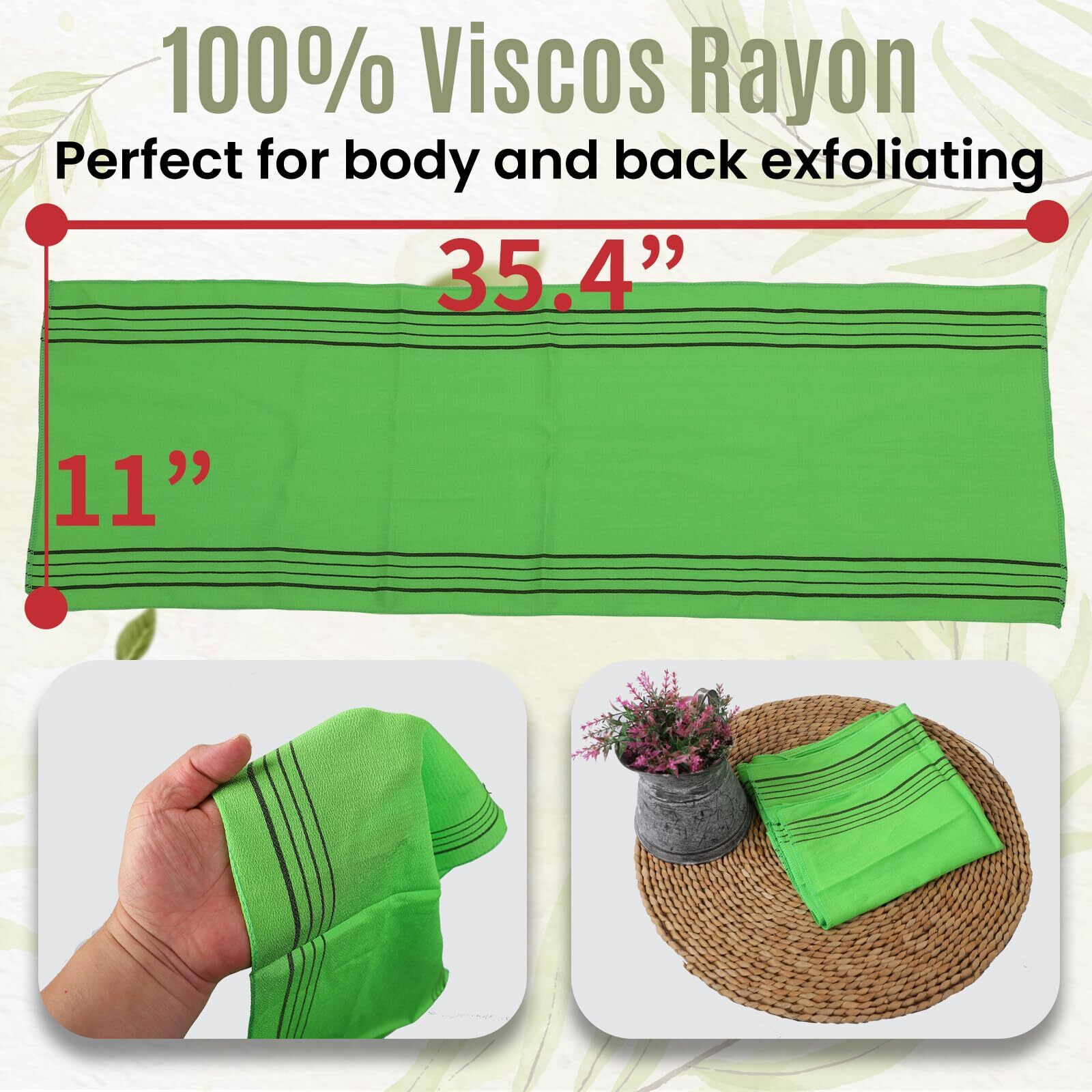 Etreetowel Extra Large Size 35.4"" X 11"" (4 Pcs) Korean Asian Exfoliating Bath Washcloths Mitt Scrub For Body And Back Washcloth Glove Viscose Rayon Towel For Soft Skin