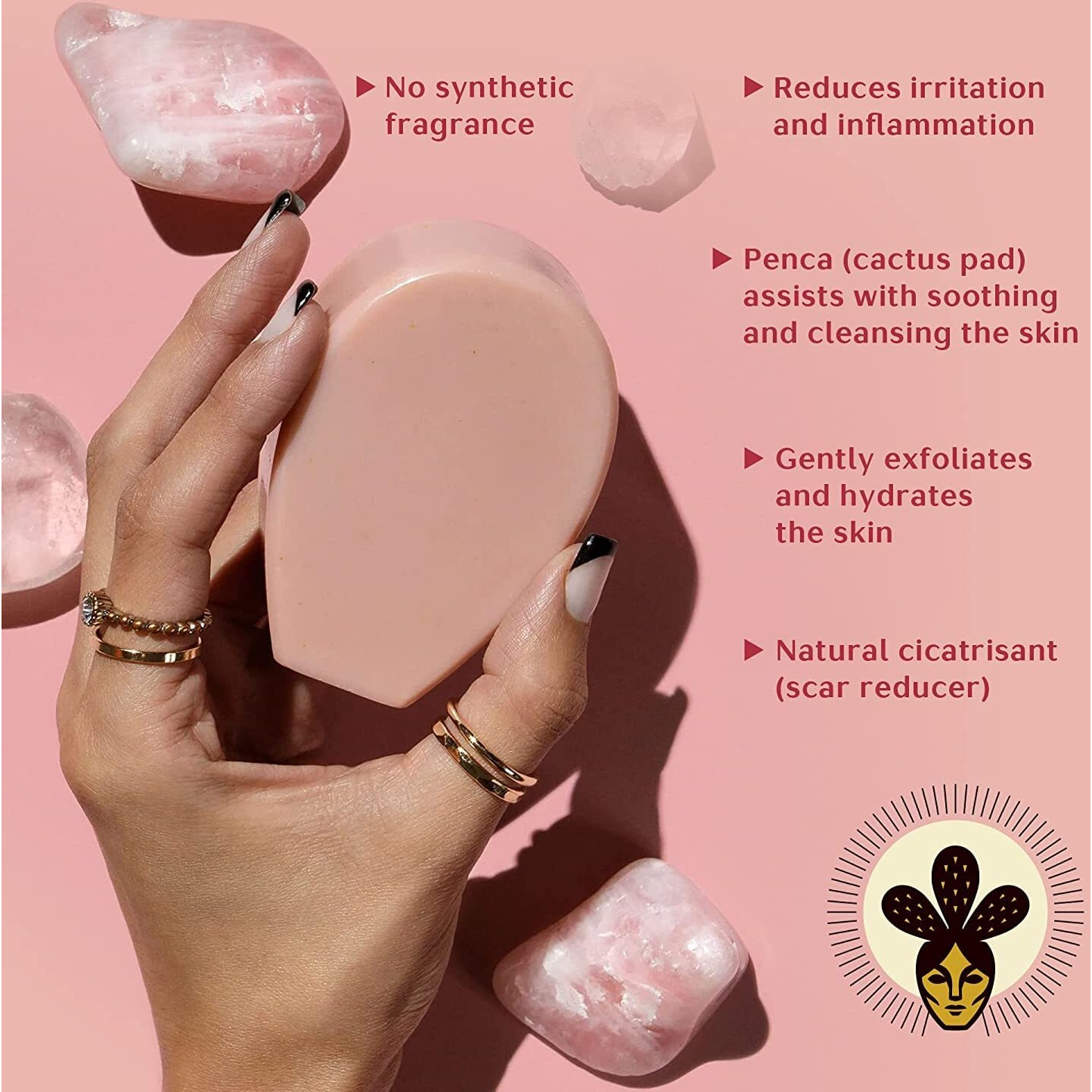 Nopalera Bar Soap, Jasmine Essential Oils - Natural Body And Face Cleanser, Moisturizing And Exfoliating, Soft Skin Care Made With Clean, Vegan Ingredients, 4 Oz
