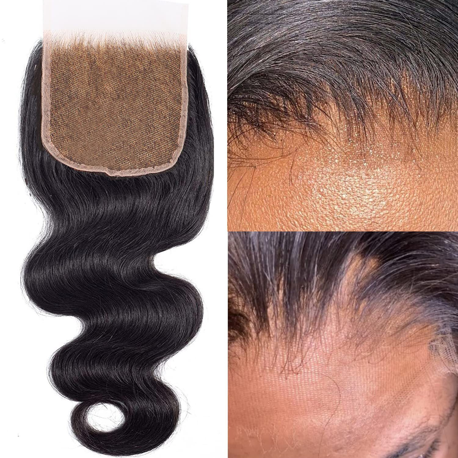 Myshinywigs 5X5 Real Hd Lace Closure Body Wave Closure Virgin Human Hair Lace Closure Pre Bleacked Knots With Baby Hair Invisible Transparent Lace Closure Natural Hairline Pre Plucked Black 16 Inch
