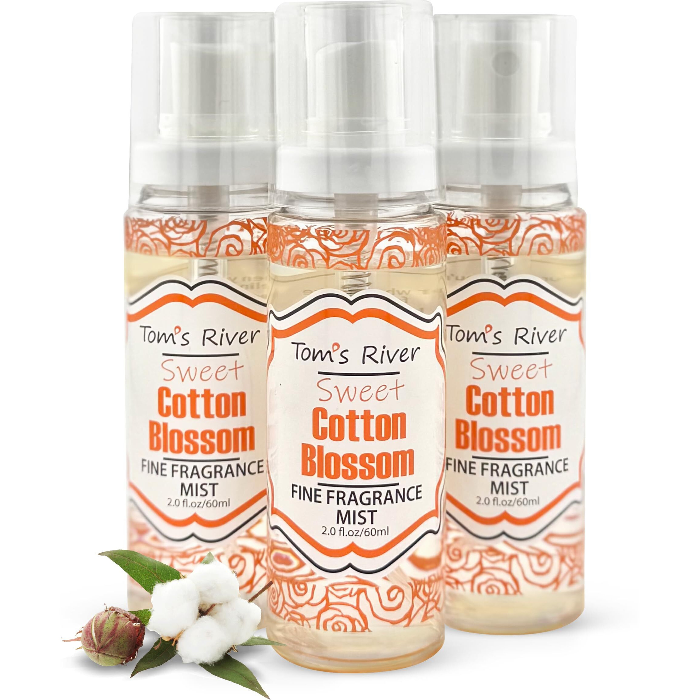 Tom's River Fine Fragrance Body & Hair Mist | Cotton Blossom Scent (Pack Of 3) | For Daily Use | Travel-Friendly | 2 Fl Oz/ 60Ml Per Bottle