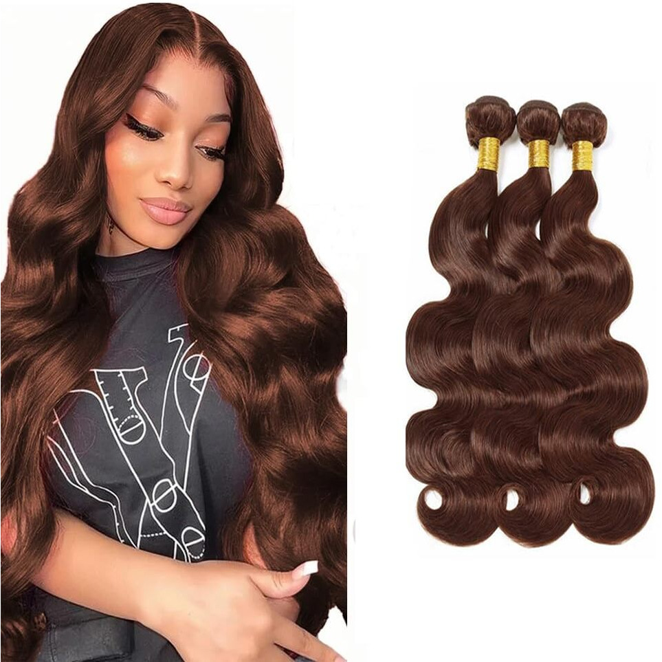 4 Brown Human Hair Bundles Chocolate Body Wave Bundles 26 28 30 Inch Unprocessed Brazilian Virgin Hair 3 Bundle 50 Gram Per Bundle Deals Quick Weave Hair Extensions