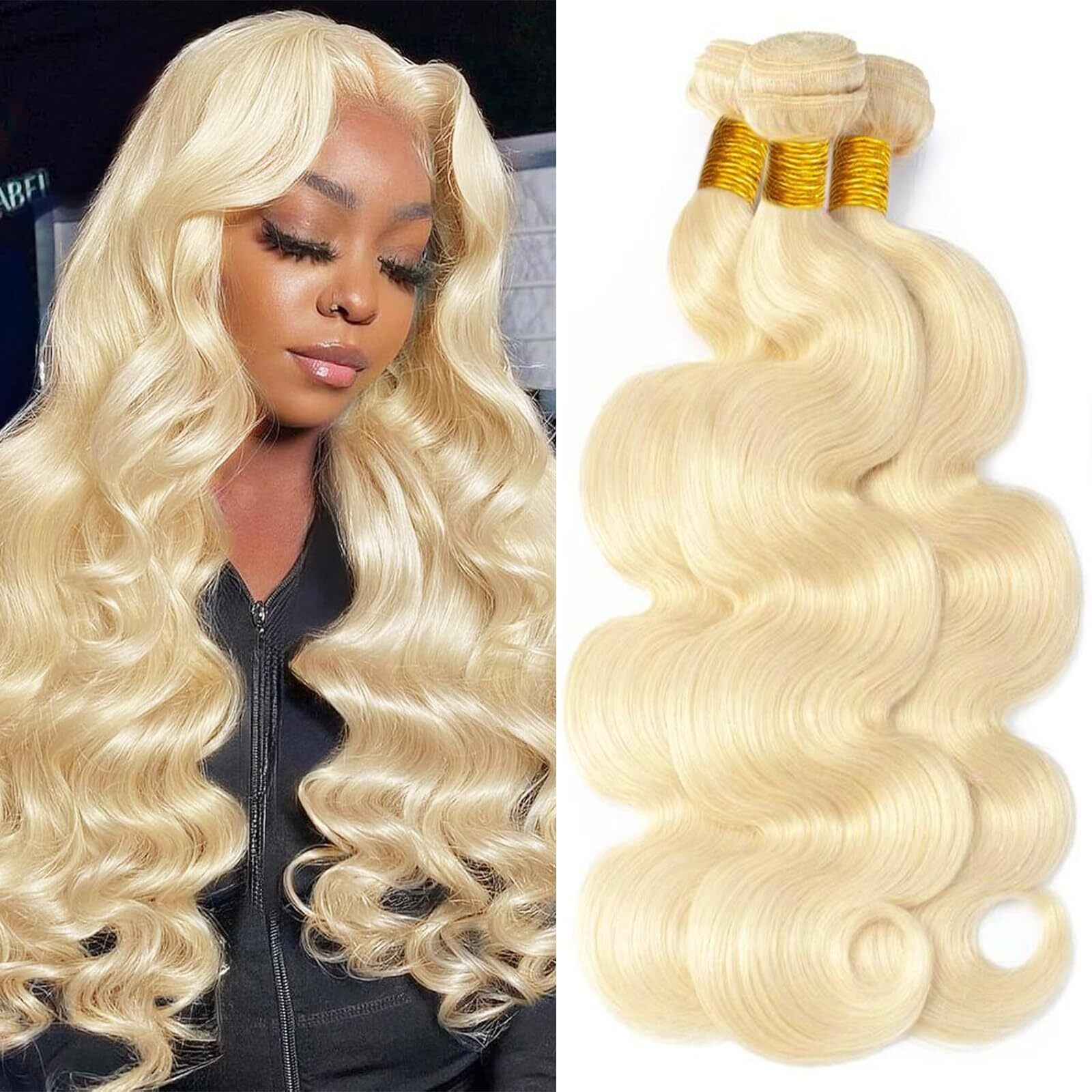 613 Bundles Blonde Bundles Human Hair Body Wave 16 18 20 Inch 100% Unprocessed 12A Grade Brazilian Virgin Hair 613 Body Wave Bundle Human Hair Extensions For Women