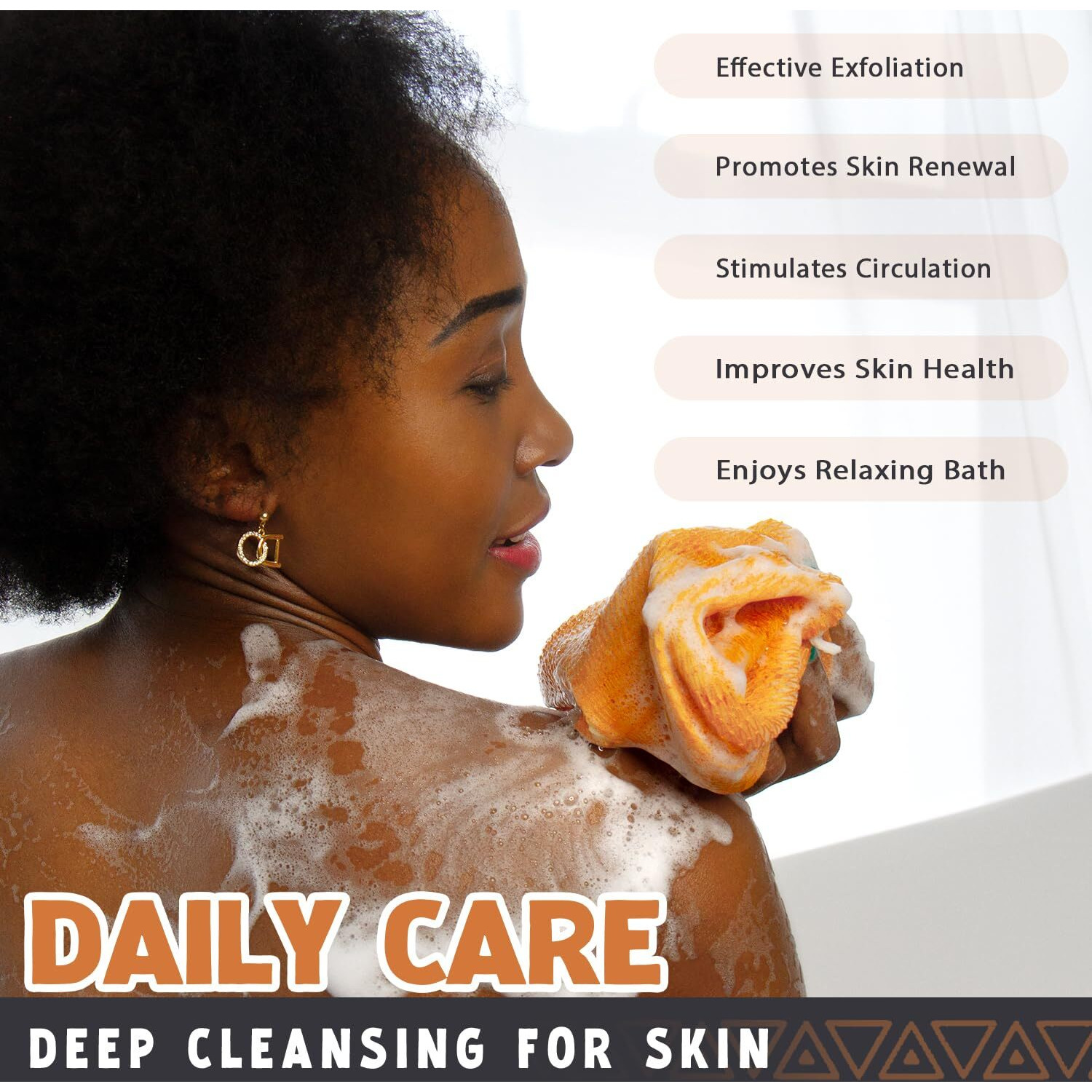 African Net Sponge Authentic - 2 Pieces Afro Scrub Exfoliating Net With Knots Navy Blue&Yellow - Real African Bath Sponges For Body Scrubber Exfoliator - Body Wash Cloth For Show Back Scrubber