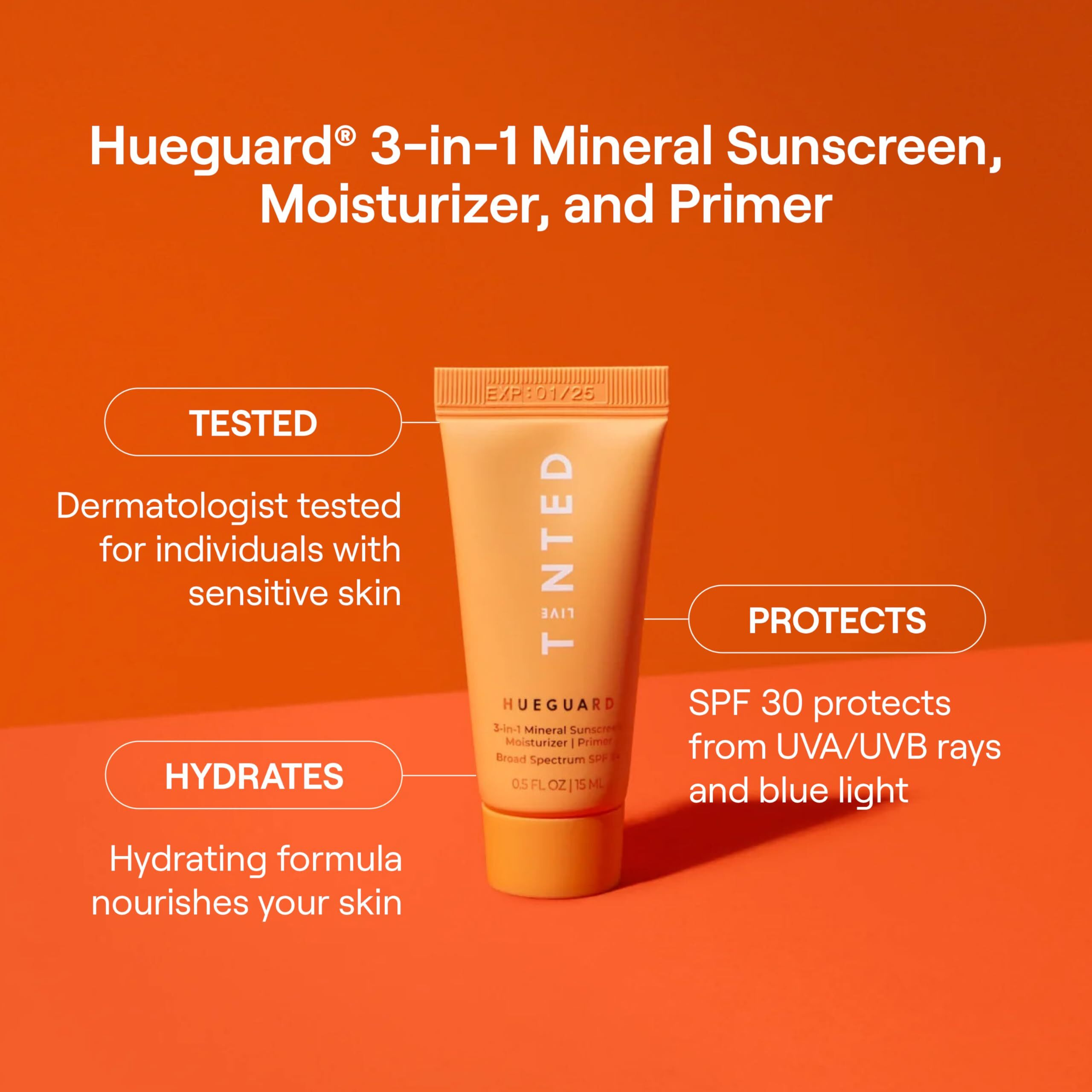 Live Tinted Hueguard Jumbo 3-In-1 Mineral Sunscreen, Moisturizer, & Primer For Face And Body - Hydrate And Protect The Skin Year Round - Spf 30 To Protect Against Uva/Uvb Rays, 5 Fl Oz