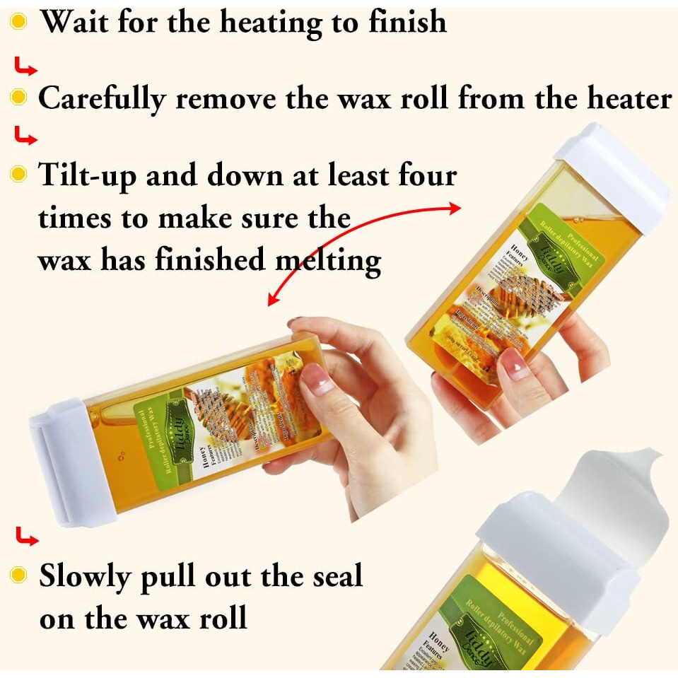 Liddy Dance Hair Removal Wax Roller Refill Kit - Soft Wax Cartridges For Body, Leg And Arm Waxing (3.52 Oz, 4 Pack)