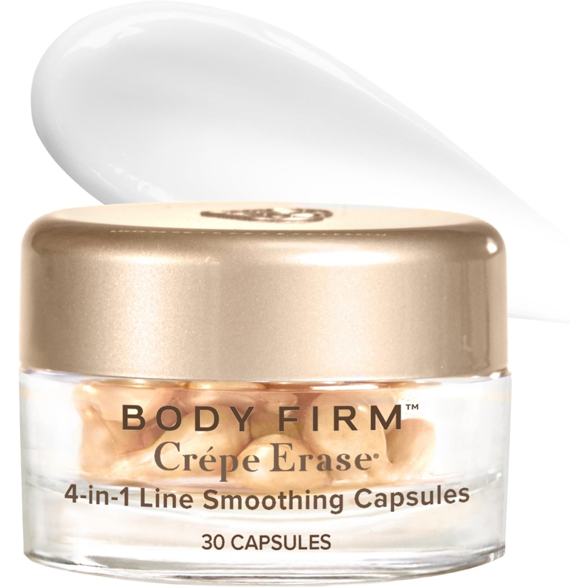 Body Firm Crepe Erase 4-In-1 Line Smoothing Capsules, Anti-Aging, Hydrating Face And Eye Serum With Hyaluronic Acid And Multi-Chain Peptide For Wrinkles, Crepe Skin & Fine Lines, 30 Count