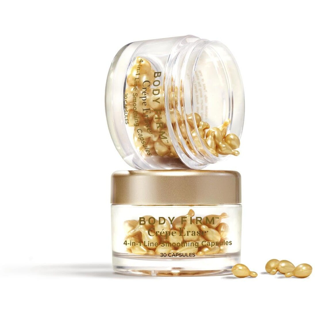 Body Firm Crepe Erase 4-In-1 Line Smoothing Capsules, Anti-Aging, Hydrating Face And Eye Serum With Hyaluronic Acid And Multi-Chain Peptide For Wrinkles, Crepe Skin & Fine Lines, 30 Count