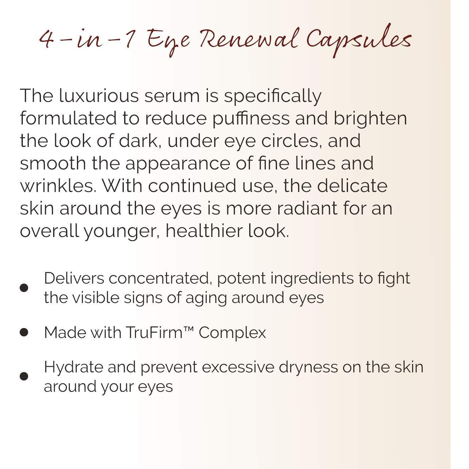 Body Firm Crepe Erase 4-In-1 Line Smoothing Capsules, Anti-Aging, Hydrating Face And Eye Serum With Hyaluronic Acid And Multi-Chain Peptide For Wrinkles, Crepe Skin & Fine Lines, 30 Count