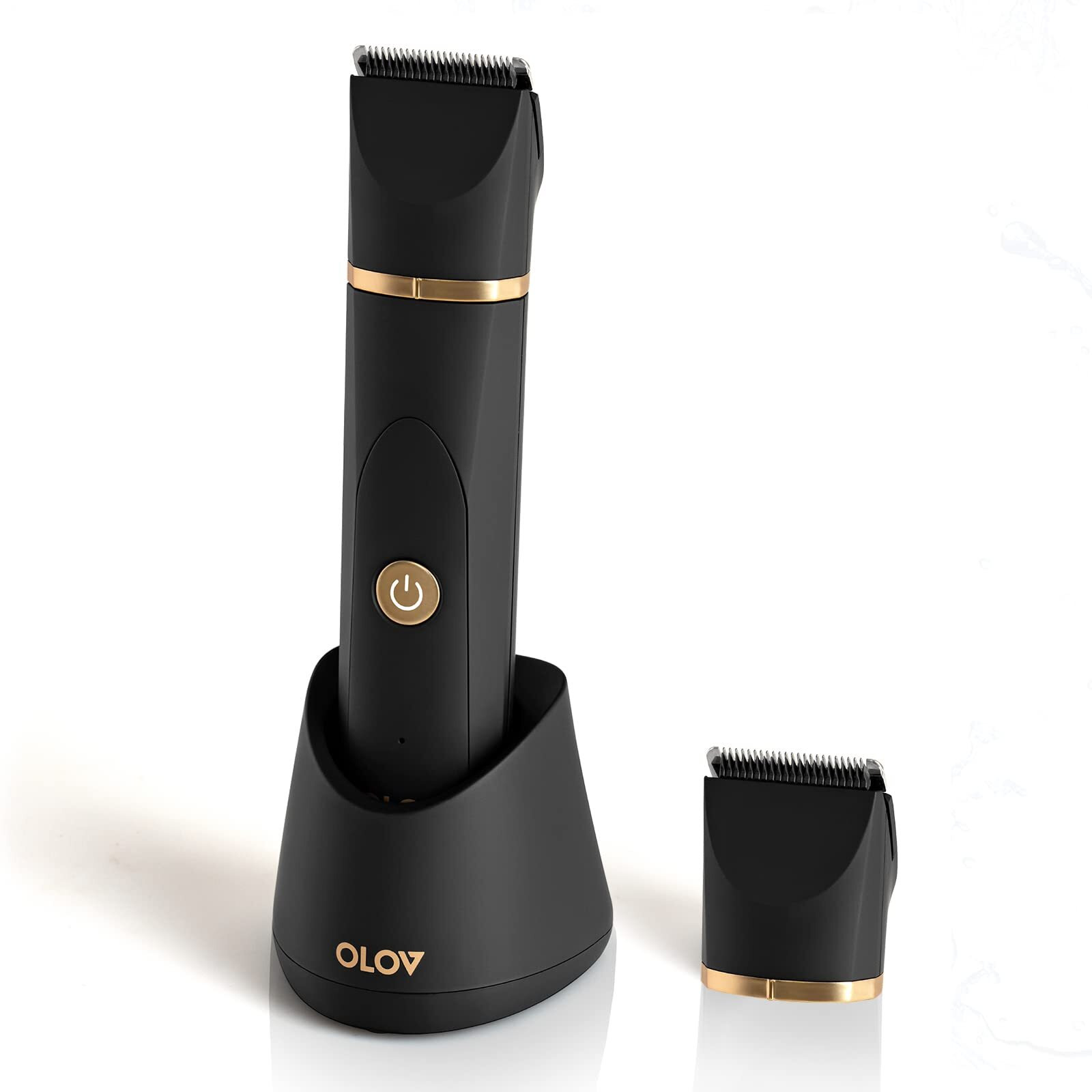 Olov Electric Body Hair Trimmer For Men - Wet/Dry Body Shaver Groomer With 2 Repalcement Ceramic Blade, Usb Recharge Dock & Nosetrimmer Head, Waterproof Male Hygiene Razor