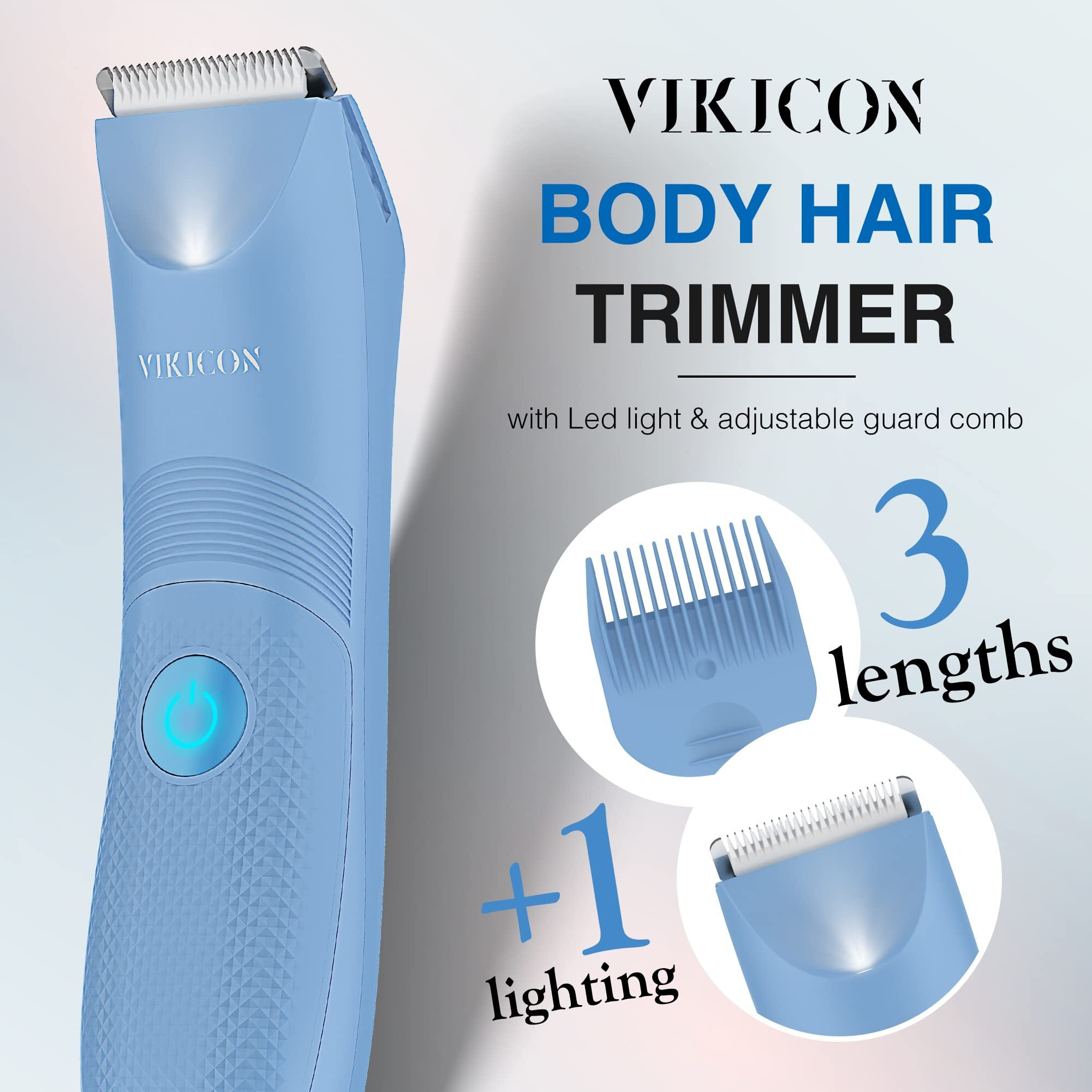 Vikicon Bikini Trimmer For Women Painless Electric Pubic/Leg Shaver W/Light, Ceramic Hypoallergenic Blade, Waterproof Cordless Razor For Sensitive Skin, Travel-Ready Body Groomer, Gift For Her