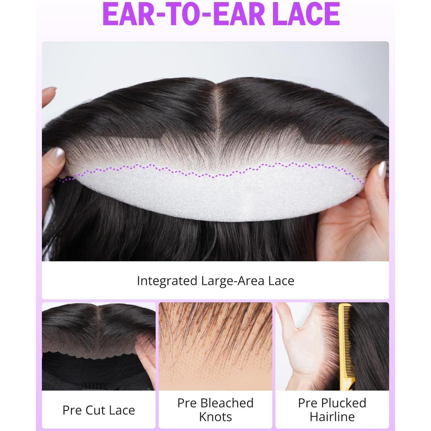 Megalook Hair 30 Inch Lace Front Wig Human Hair Glueless Wear And Go 13X6 Body Wave Hd Lace Front Wigs Pre Plucked Pre Cut Ear-To-Ear Frontal Drawstring Wig Human Hair With Tapes 220% Density
