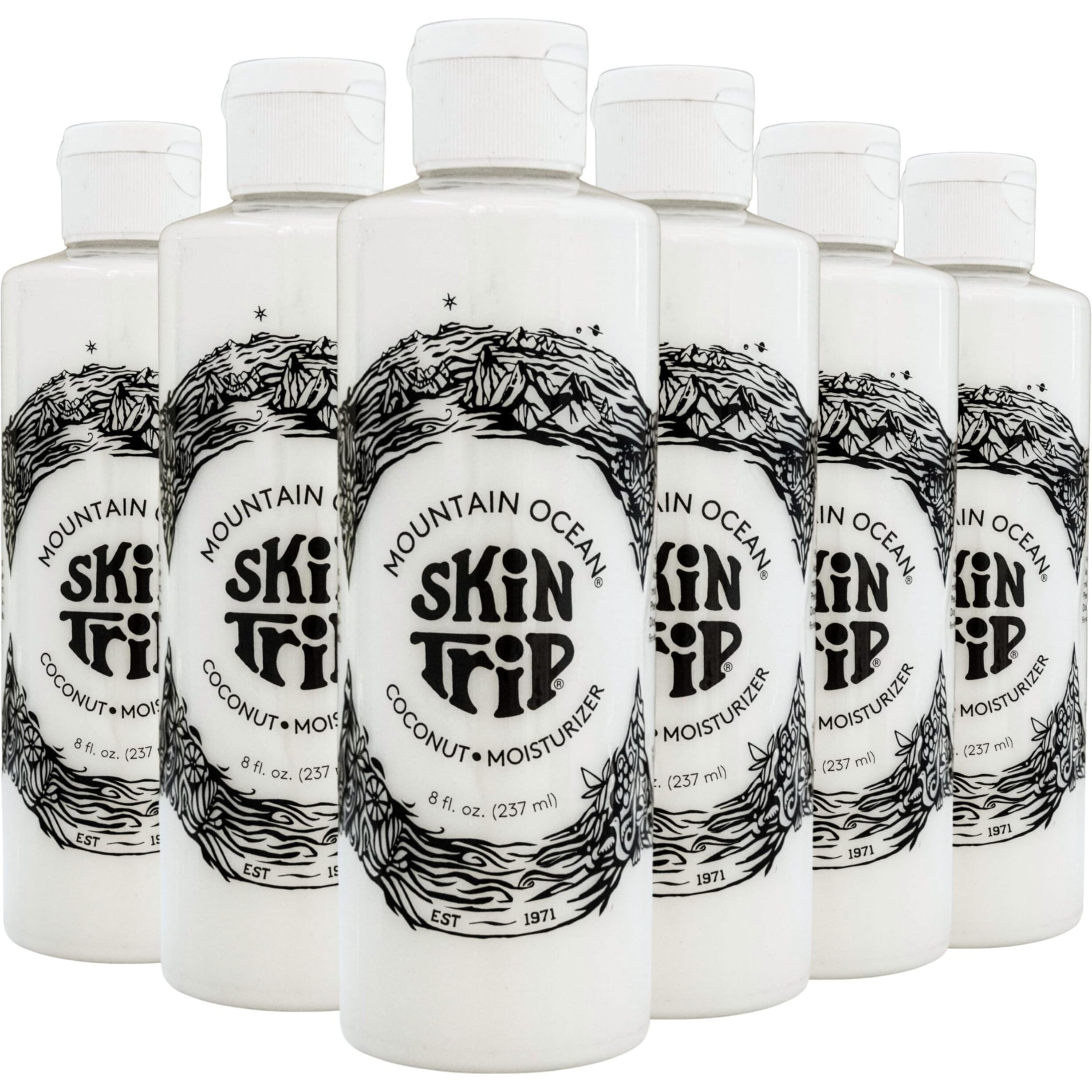Mountain Ocean Skin Trip Coconut Body Lotion, 8 Oz (Pack Of 6), Lightweight, Fast Asborbing Moisturizer For Women And Men, With Coconut Oil, Aloe Vera, & Lanolin