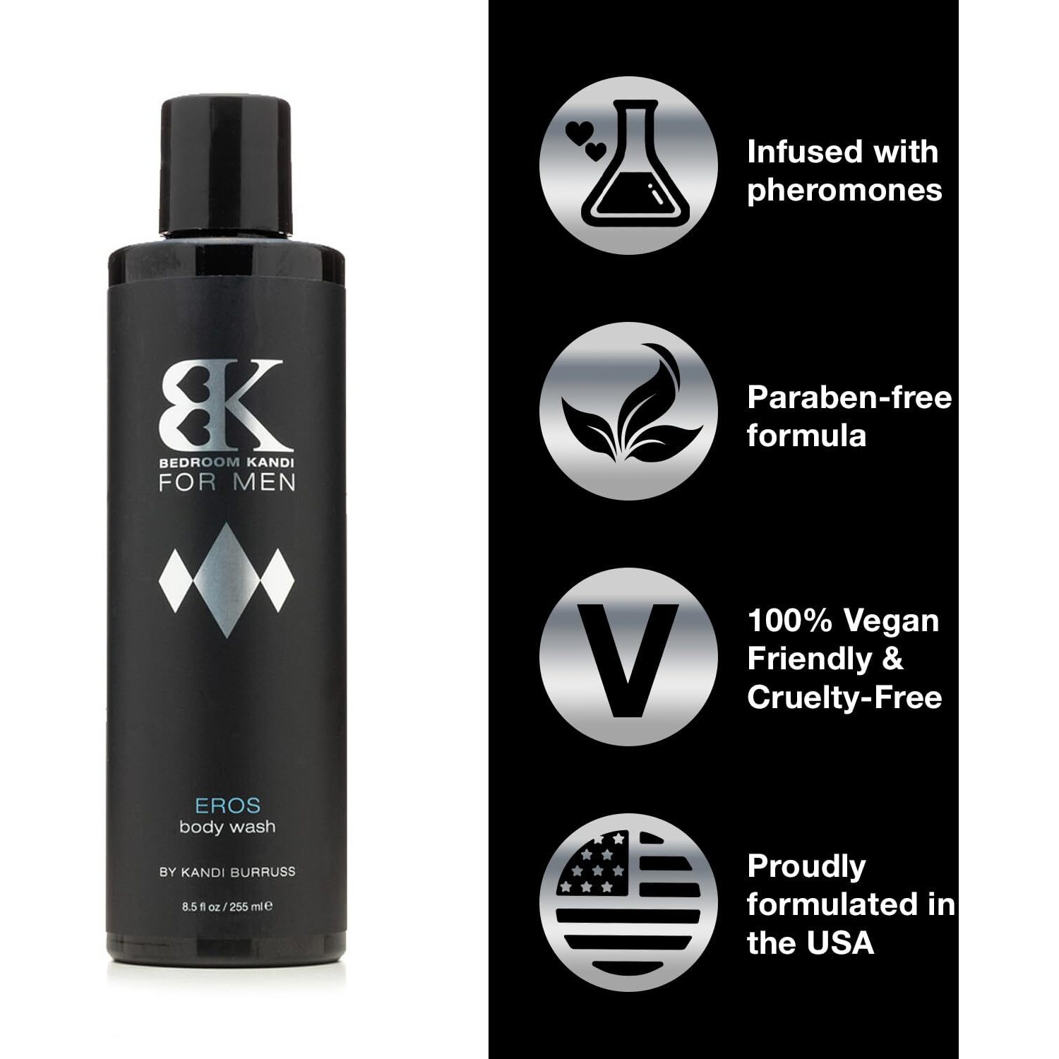 Bedroom Kandi For Men Body Wash | Pheromone Enhanced Moisturing & Deodorizing Wash | Eros Scent | Grooming Products For Men