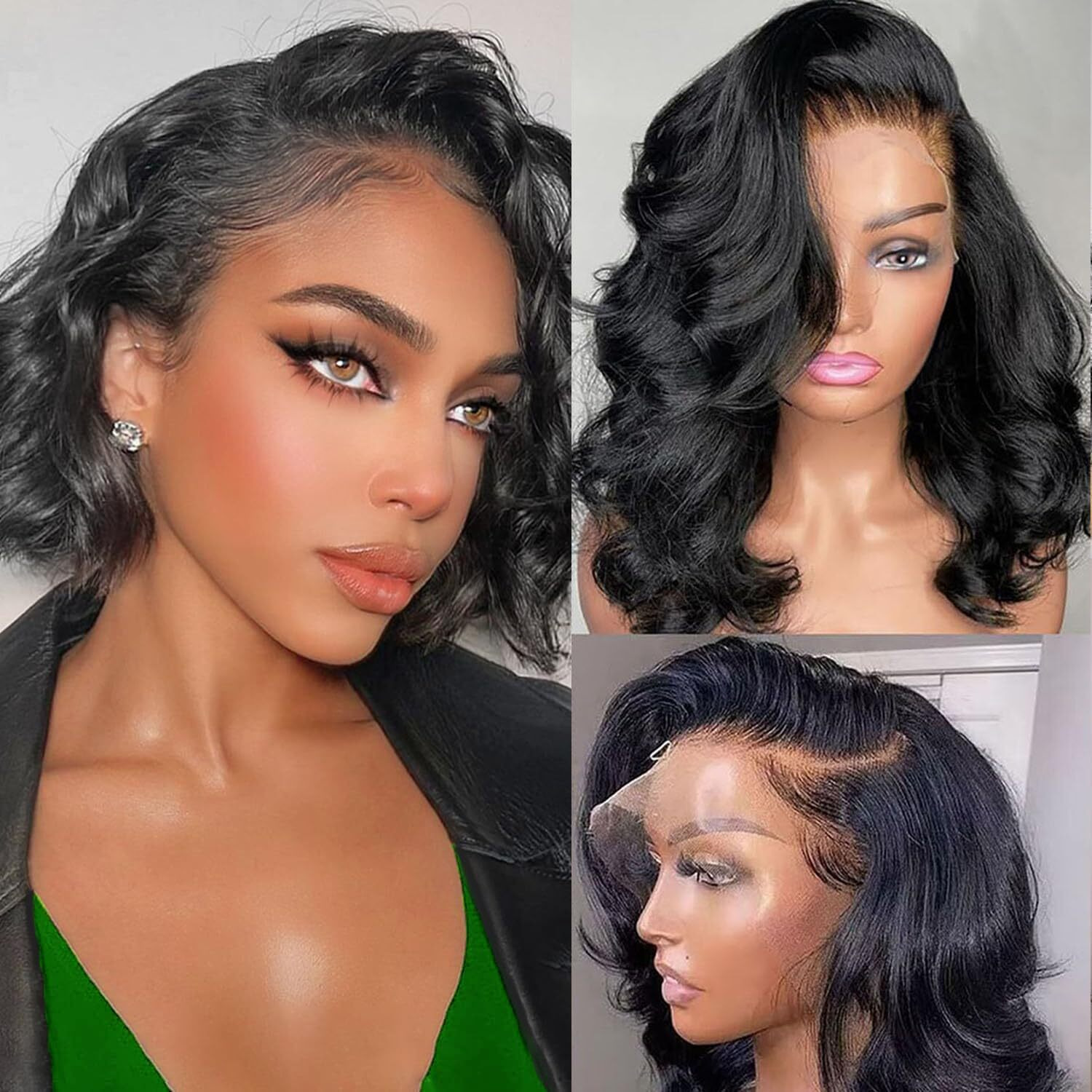 Aolisox 10 Inch Bob Wig Human Hair 13X6 Hd Lace Front Wigs Human Hair 200 Density Body Wave Lace Frontal Wigs Human Hair Glueless Wigs Human Hair Pre Plucked Short Bob Wigs For Black Women