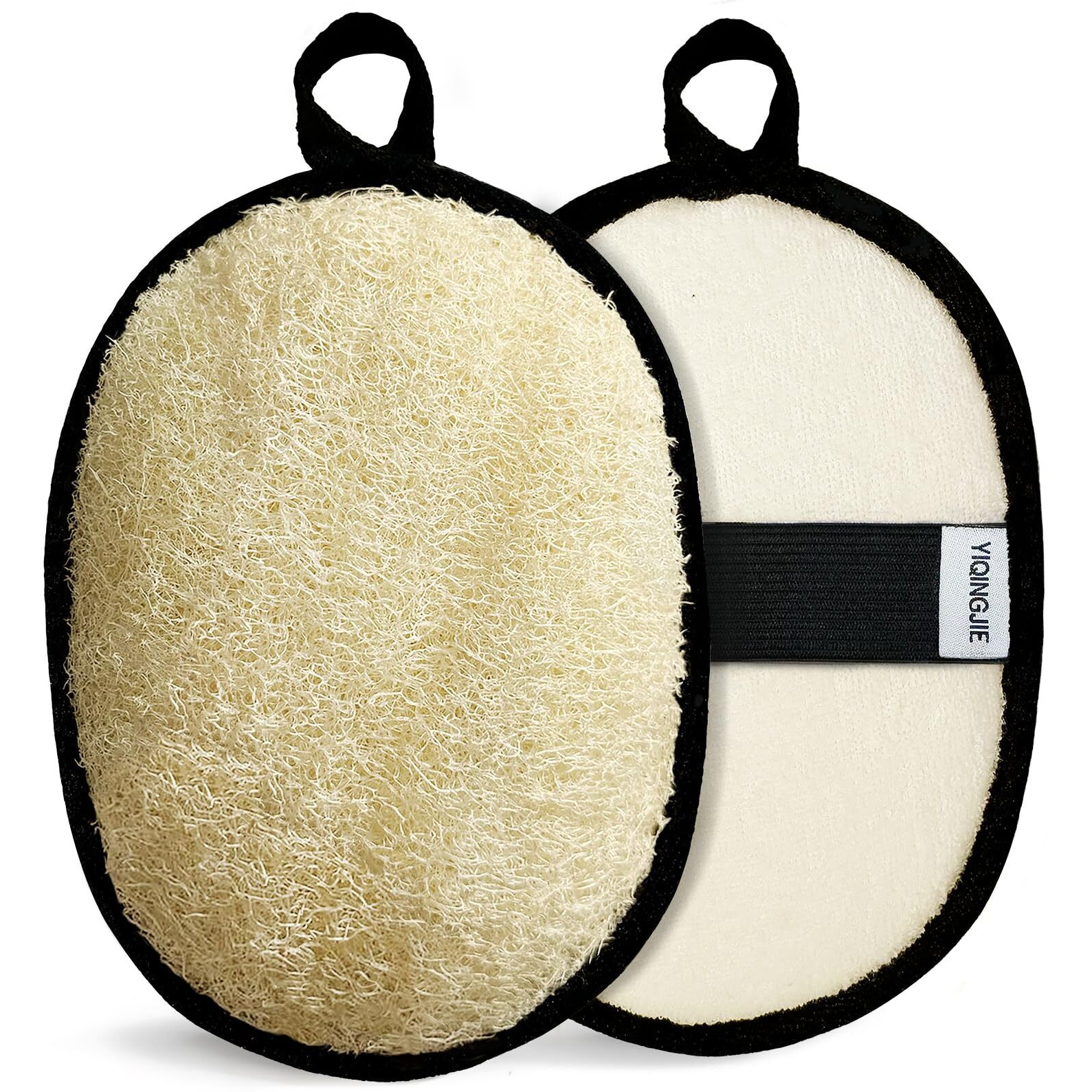 Yiqingjie Natural Shower Loofah Sponge Exfoliating Body Scrubber,Natural Organic Beauty Exfoliating Loofah For Men And Women, Suitable For Cleansing Face Scrubber And Body Bath,Large Black(2 Pack)