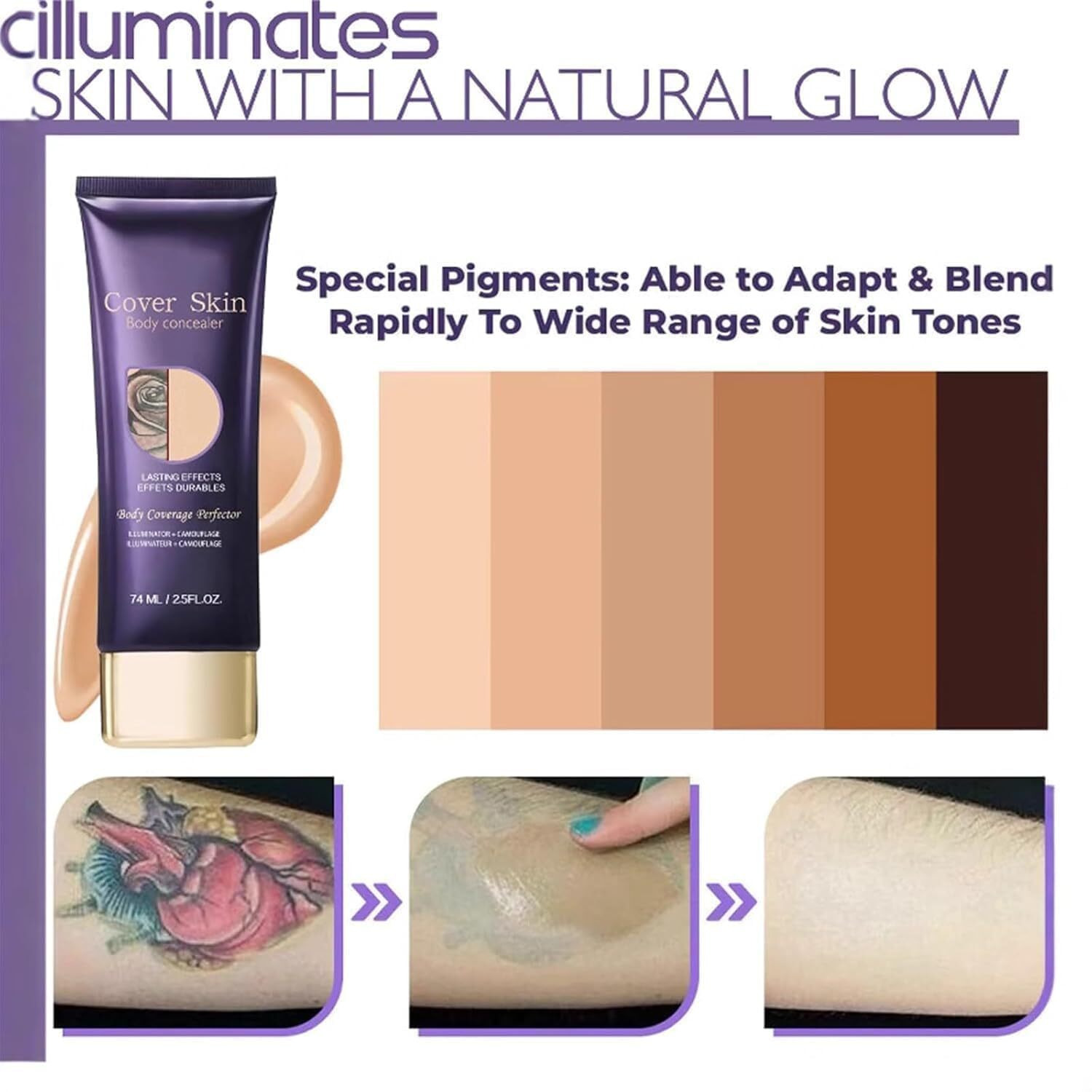 2Pcs All Over Complexion Perfector, Body Makeup Coverage,Waterproof Complexion Perfector, Tattoo Cover Up Makeup Waterproof, Long-Lasting Transfer-Resistant Cream, Cream Body Makeups