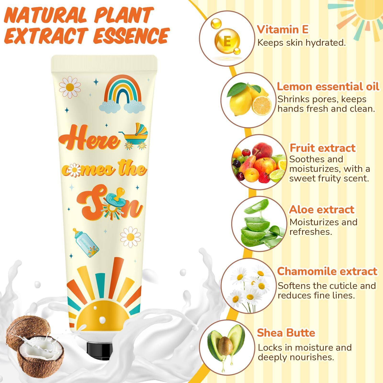 Swiffen 48 Sets Baby Shower Hand Cream Bulk Here Comes The Son Baby Shower Favors Bridal Thank You Hand Cream For Guests Travel Size Lotion With Organza Bags