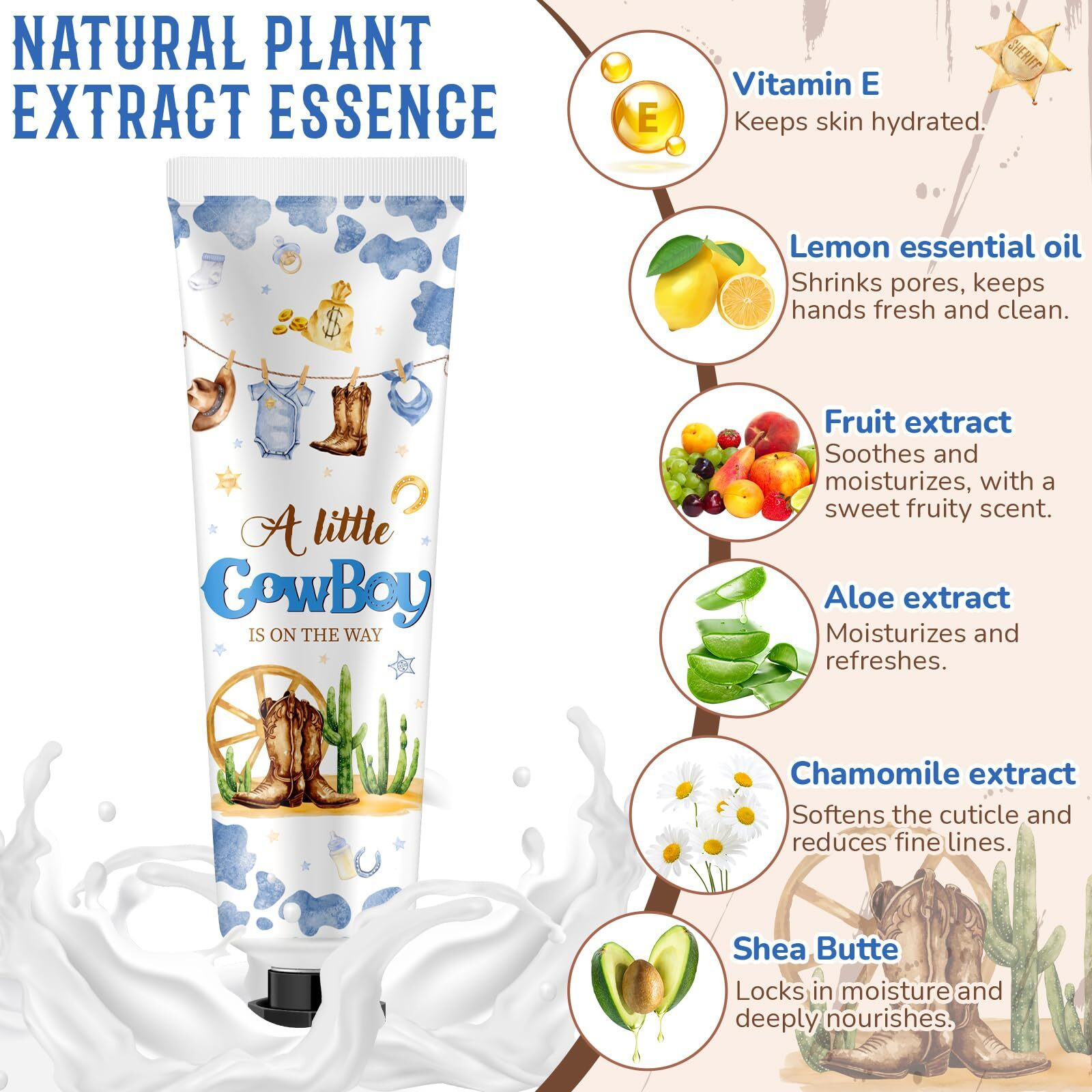 Swiffen 48 Sets Baby Shower Hand Cream Bulk Cowboy Baby Shower Favors Bridal Thank You Hand Cream For Guests Travel Size Lotion With Organza Bags
